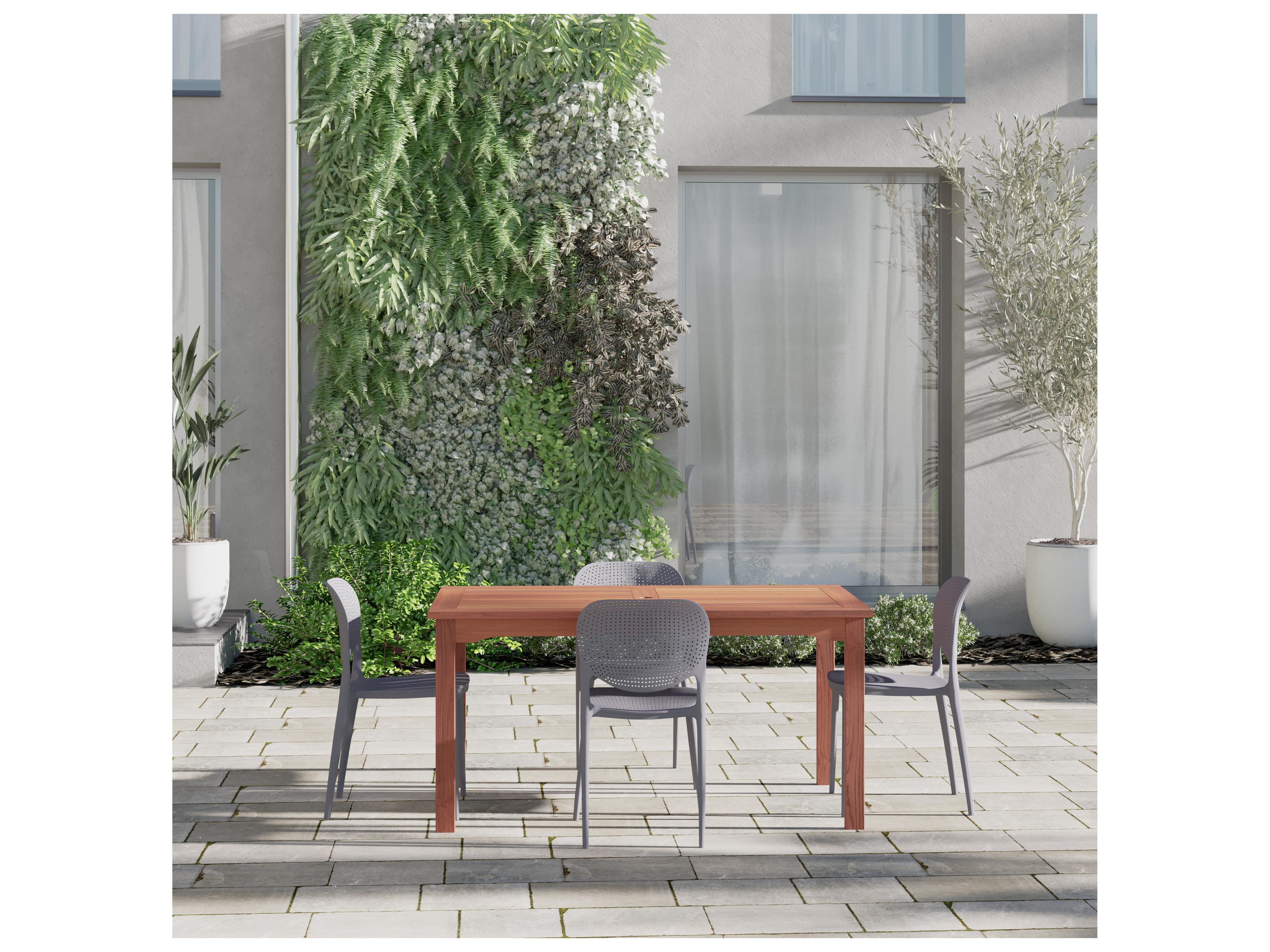 International Home Miami Amazonia Zandvoort Eucalyptus 5 Piece Outdoor Rectangular dining set with Grey Armchairs