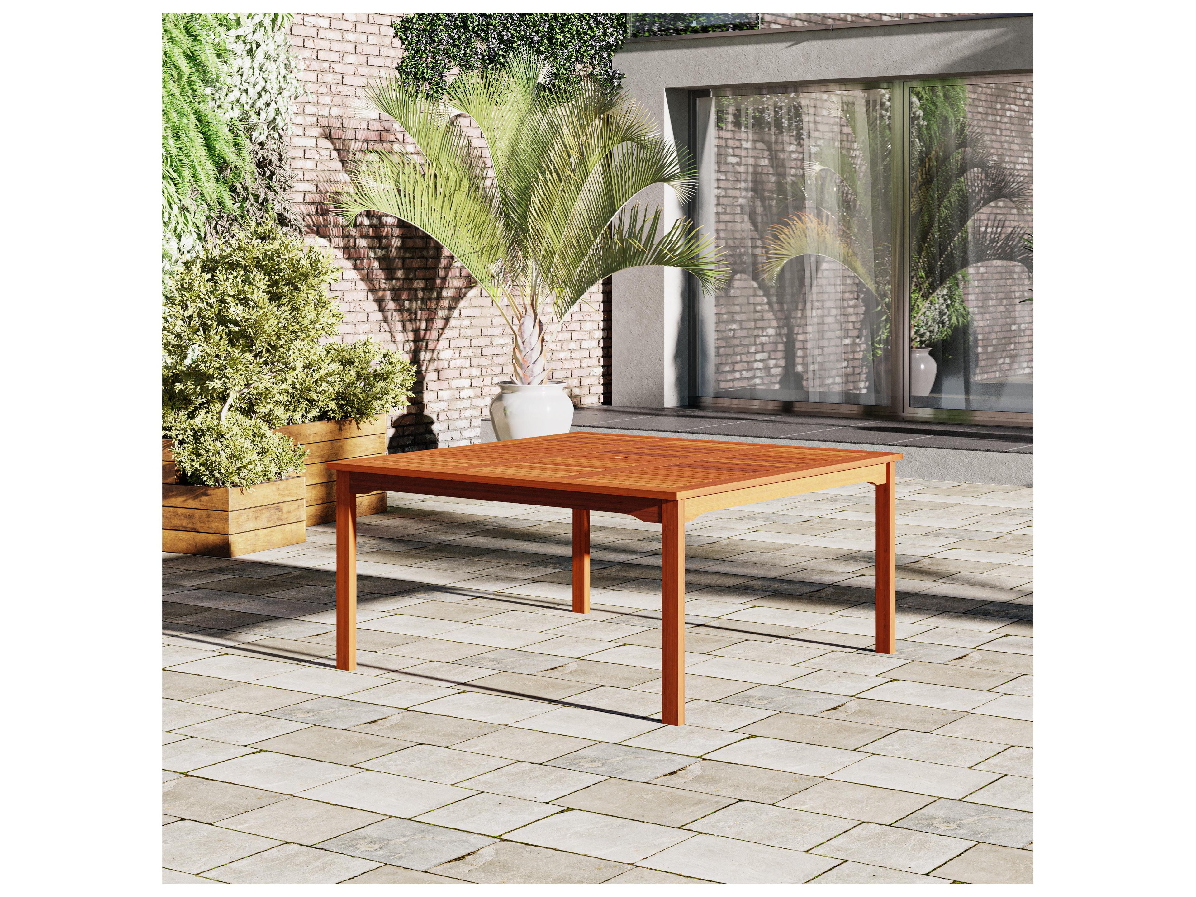 International Home Miami Amazonia Sochi Eucalyptus 9 Piece Outdoor Square Dining Set with White Plastic Chairs