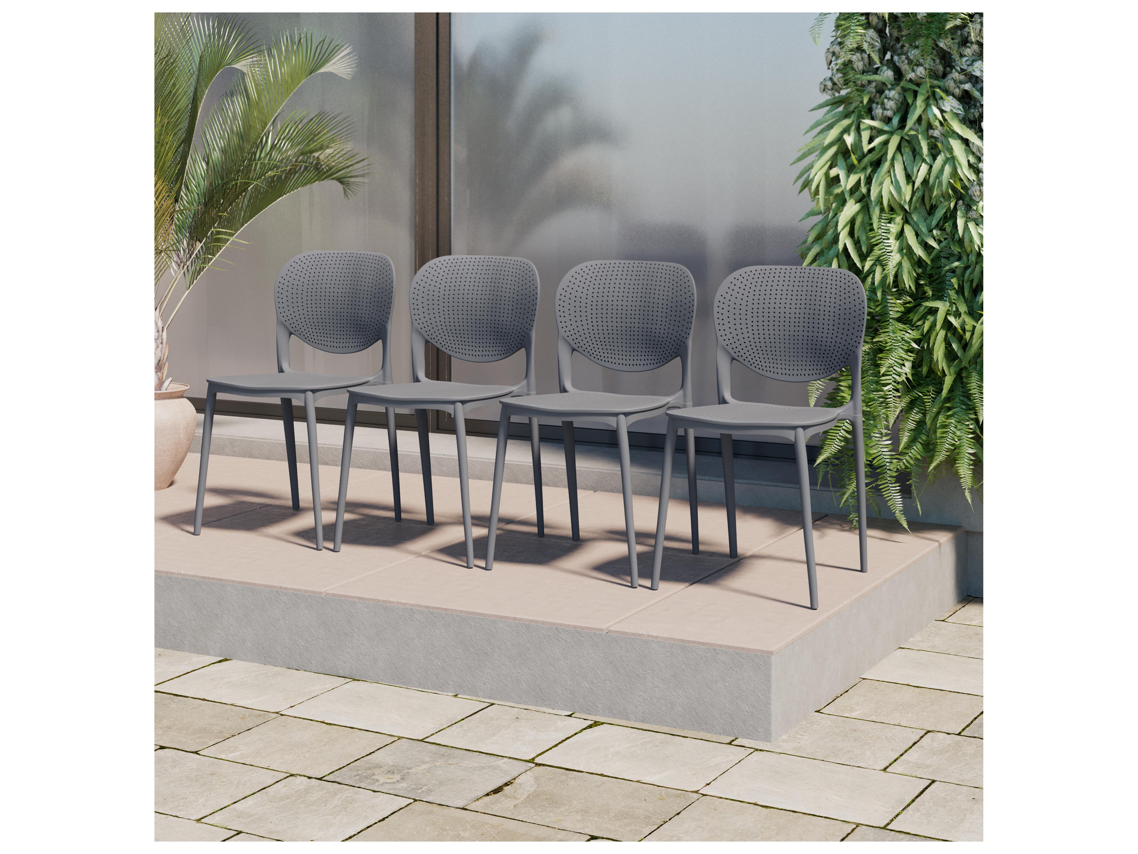 International Home Miami Amazonia Isa Gray Resin Armchair Set of 4