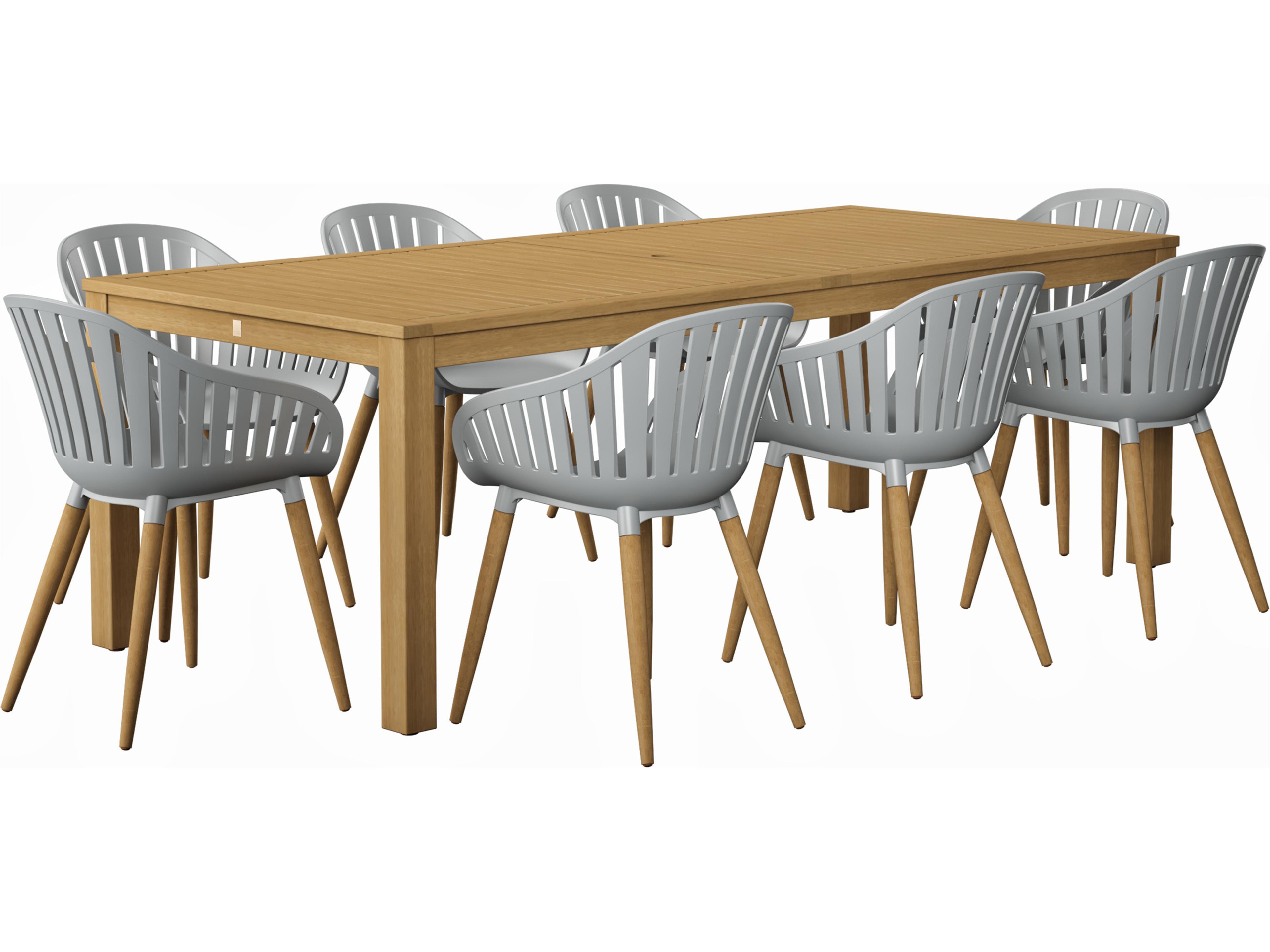 Amazonia Singapur Eucalyptus 9 Piece Outdoor Rectangular dining set with Grey chairs