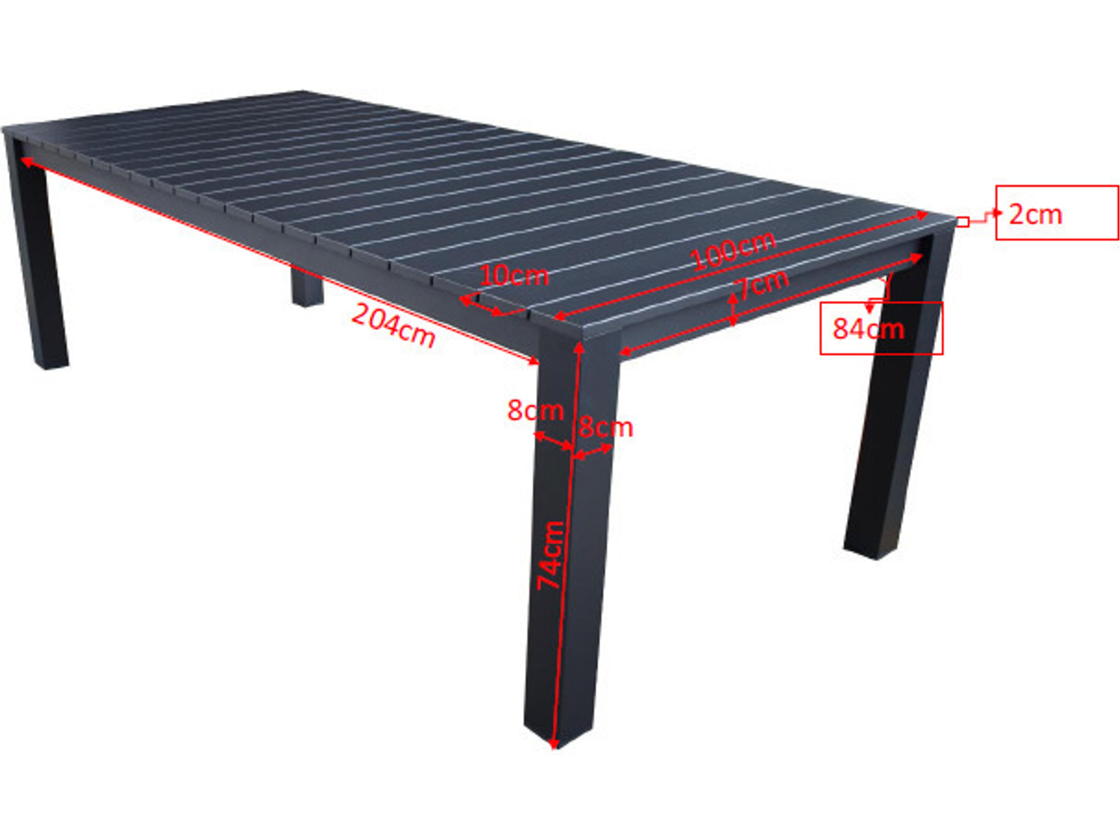 International Home Miami Amazonia Saudi Eucalyptus 9 Piece Outdoor Dining Set with Black Aluminum Chairs