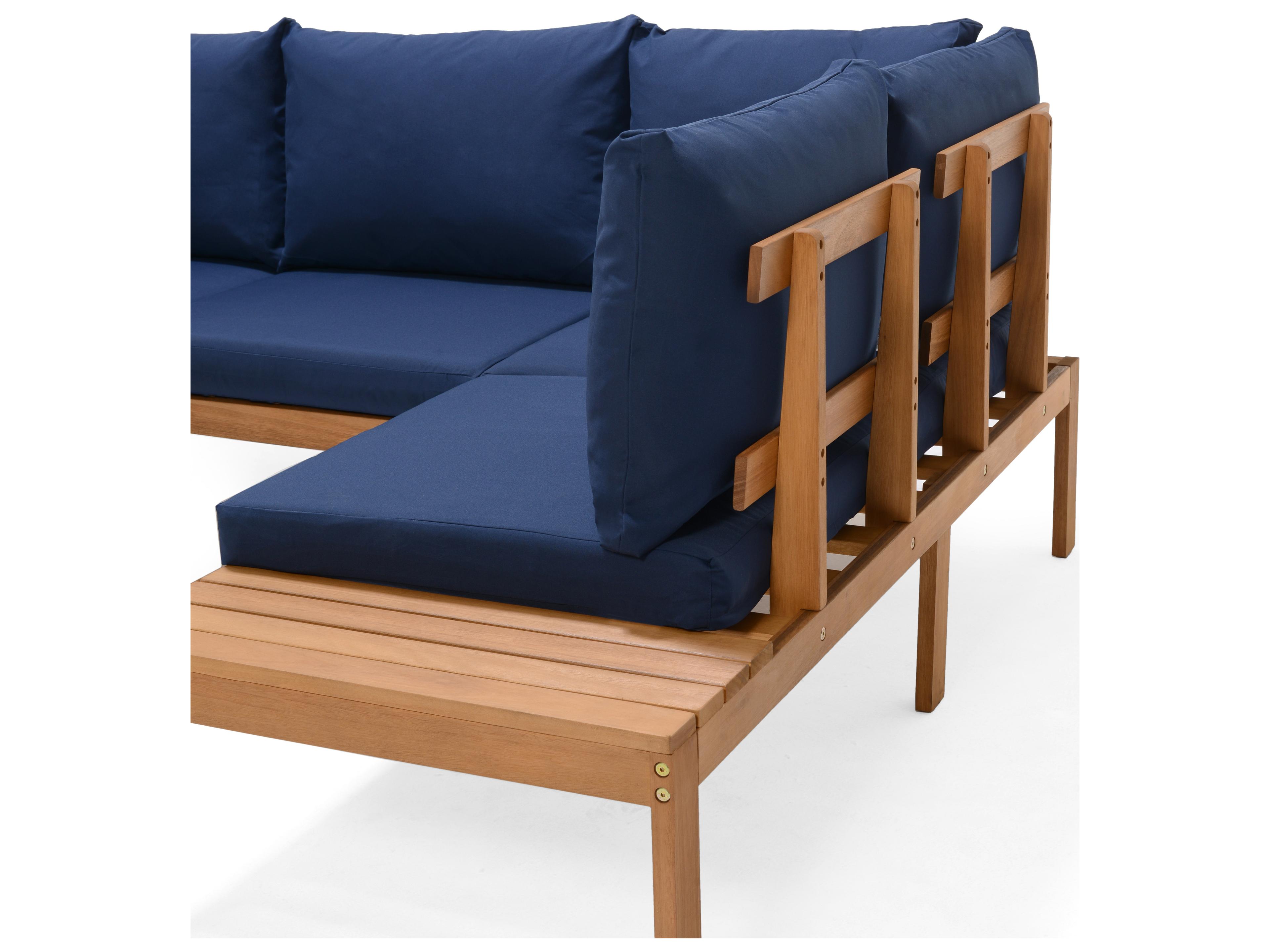 International Home Miami Amazonia Teak Finish Montecarlo 3-Piece Deep Seat Conversation Set With Cushions