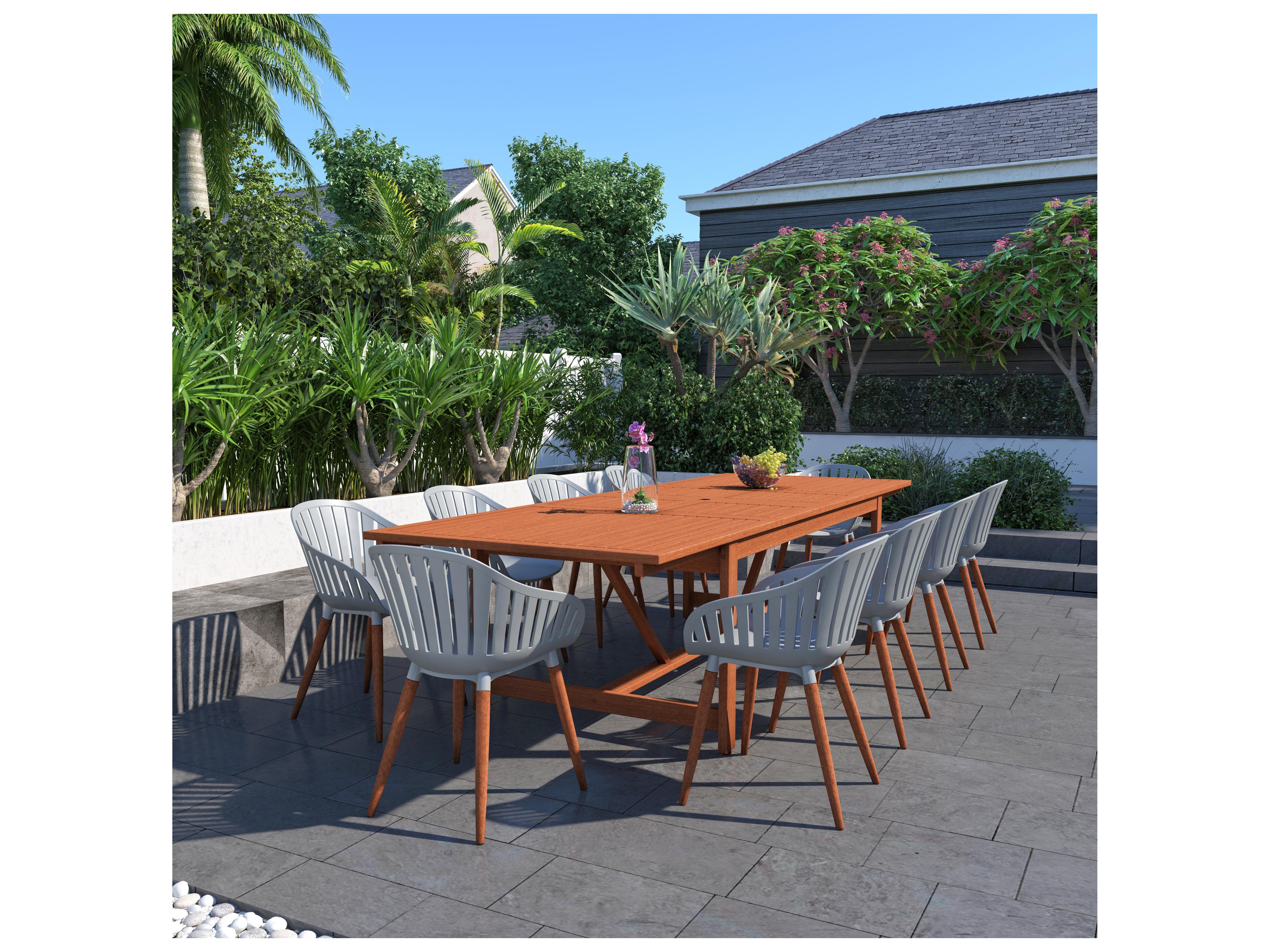 International Home Miami Amazonia Interlagos Word 11 Piece Outdoor Rectangular Extendable dining set with Grey chairs