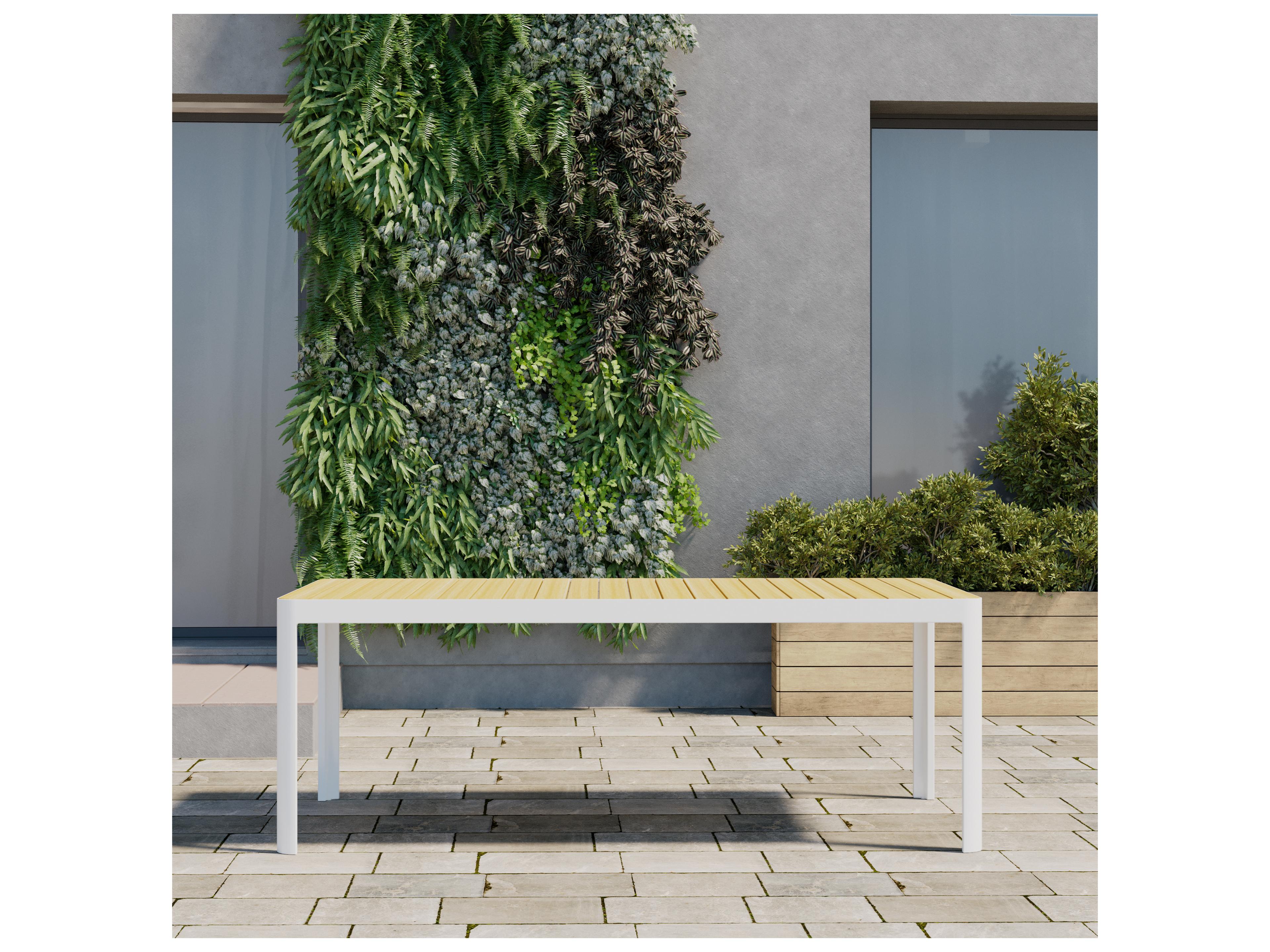 International Home Miami Amazonia Kimmi Wood 7 Piece Outdoor Rectangular Dining Set with 6 Grey Chairs