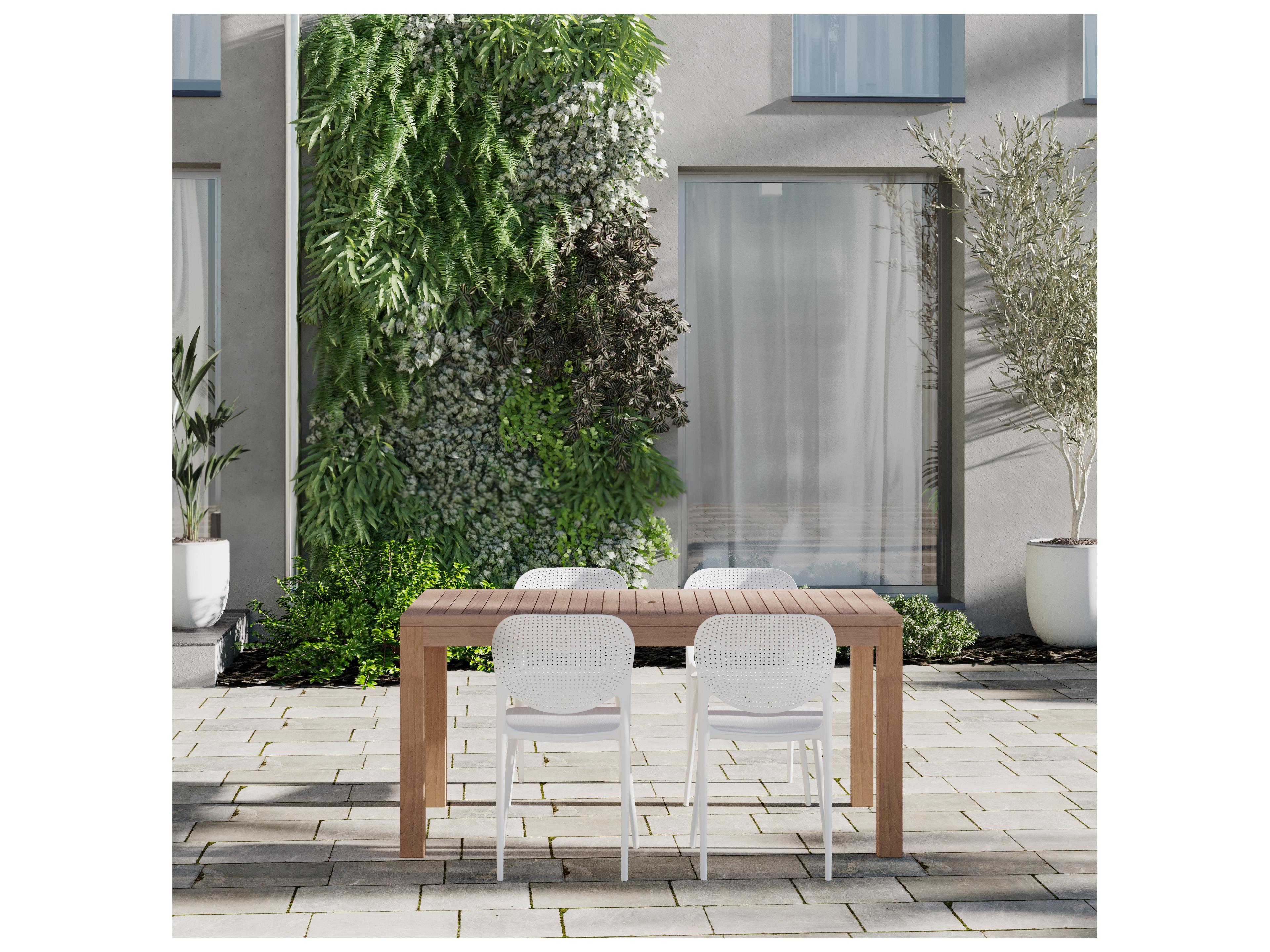 Amazonia Americas Teak 5 Piece Outdoor Rectangular dining set with Grey Plastic chairs