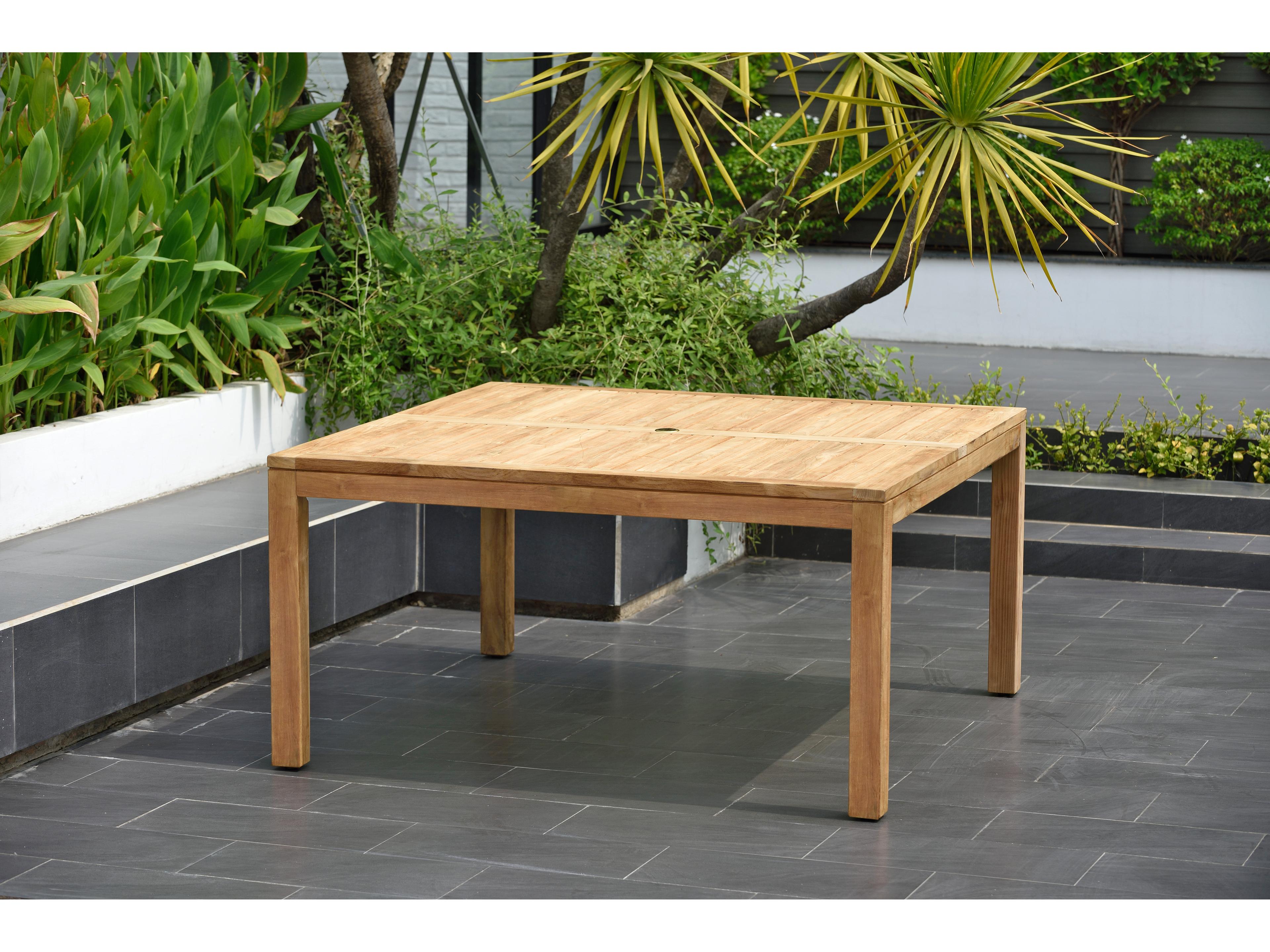 International Home Miami Amazonia Fangio Teak 9 Piece Outdoor Square Dining Set with 6 Grey Chairs