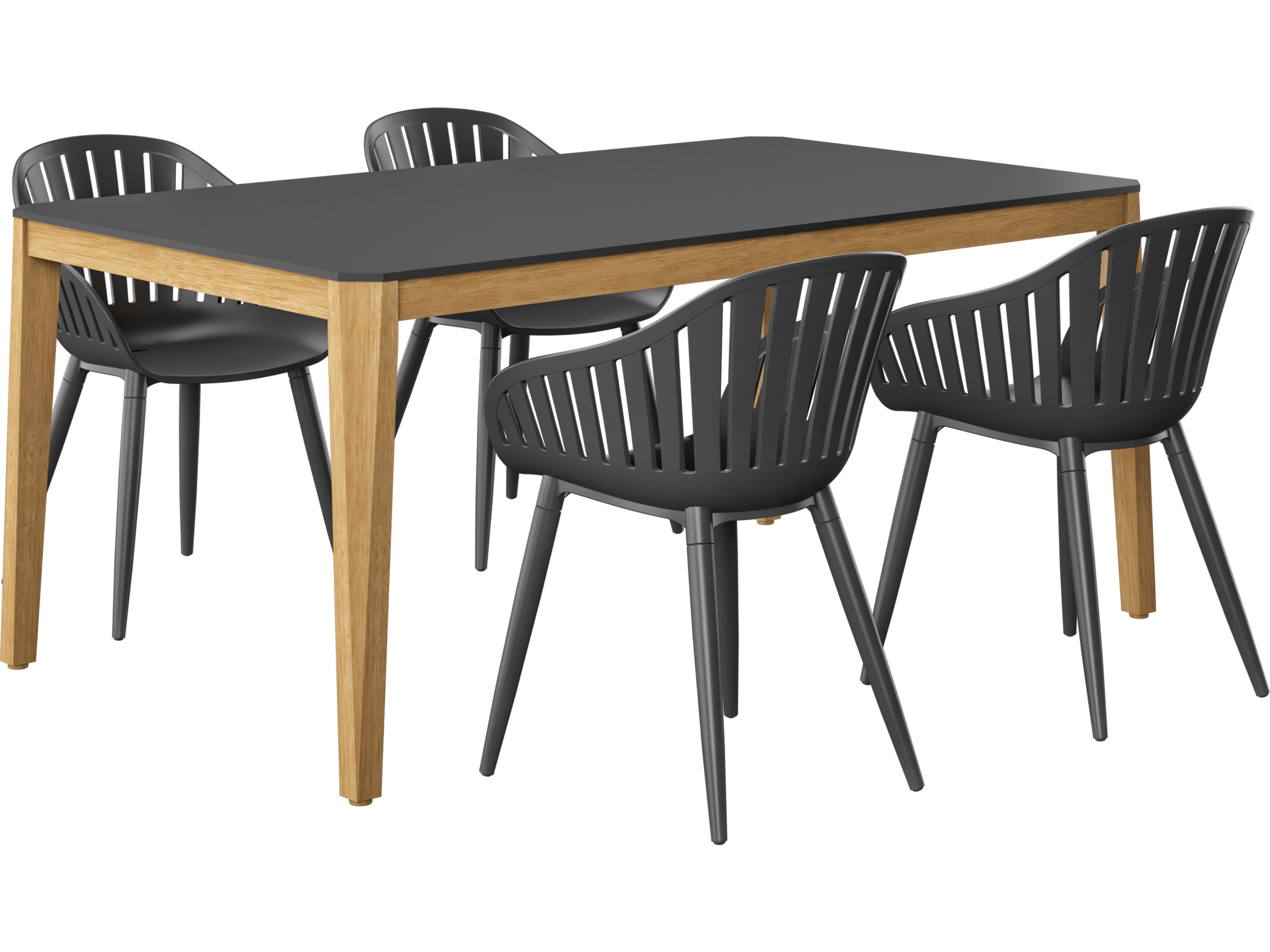 Amazonia Silverstone 170 inch Black 5 Person Outdoor Rectangular dining set