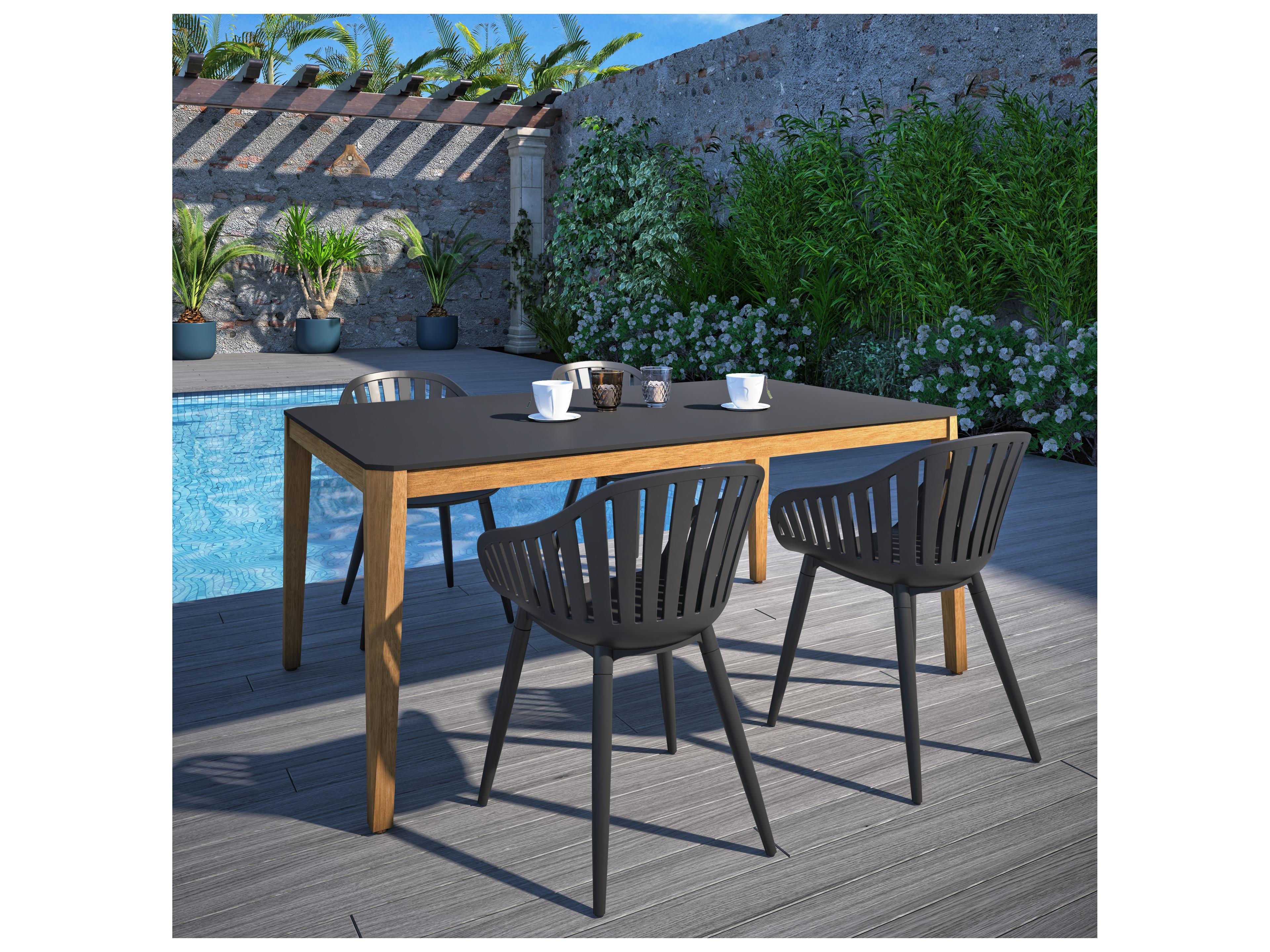 International Home Miami Amazonia Silverstone 170 inch Black 5 Person Outdoor Rectangular dining set