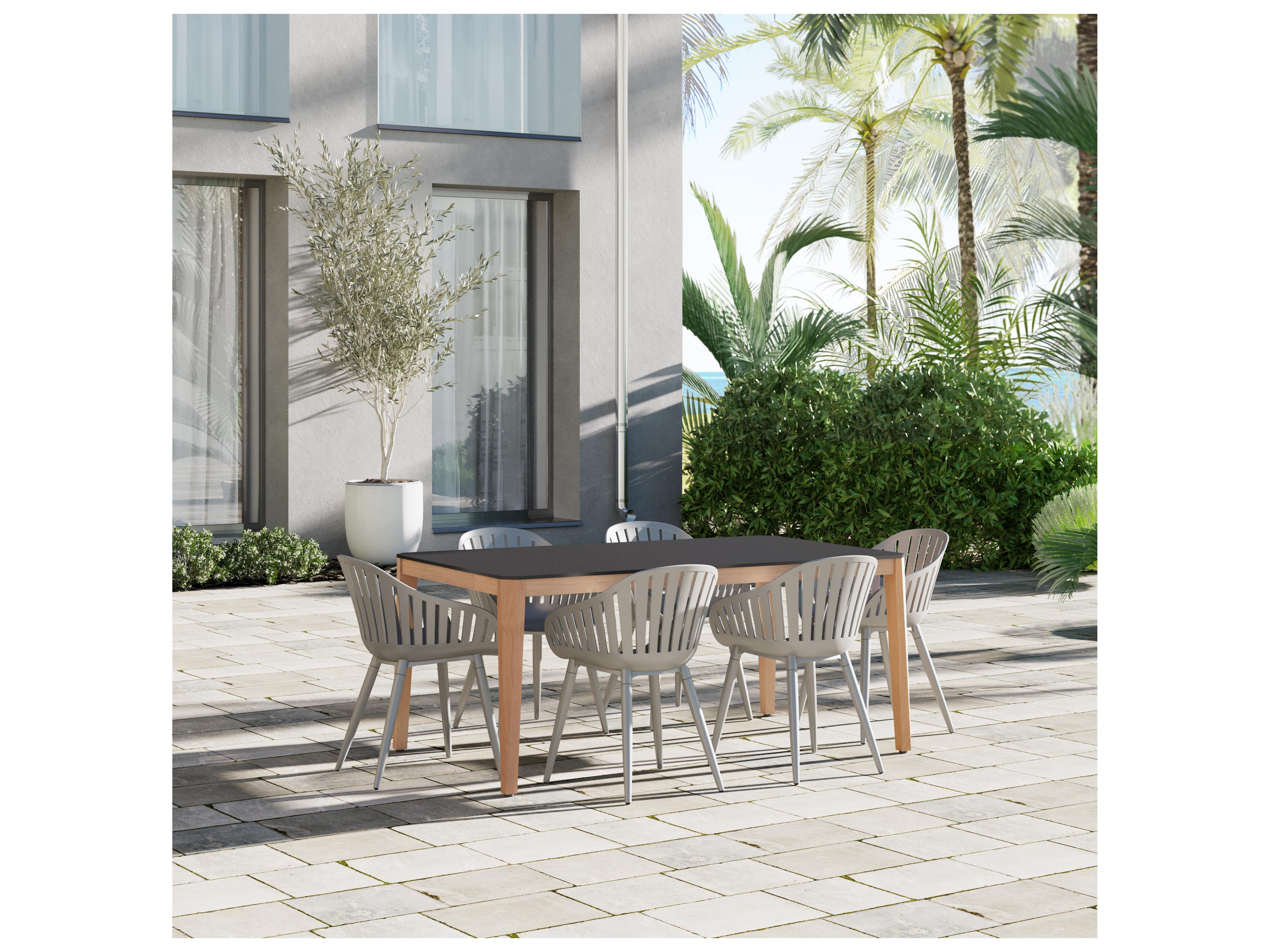 International Home Miami Amazonia Catalunya 170 inch Black 5 Person Outdoor Rectangular dining Set