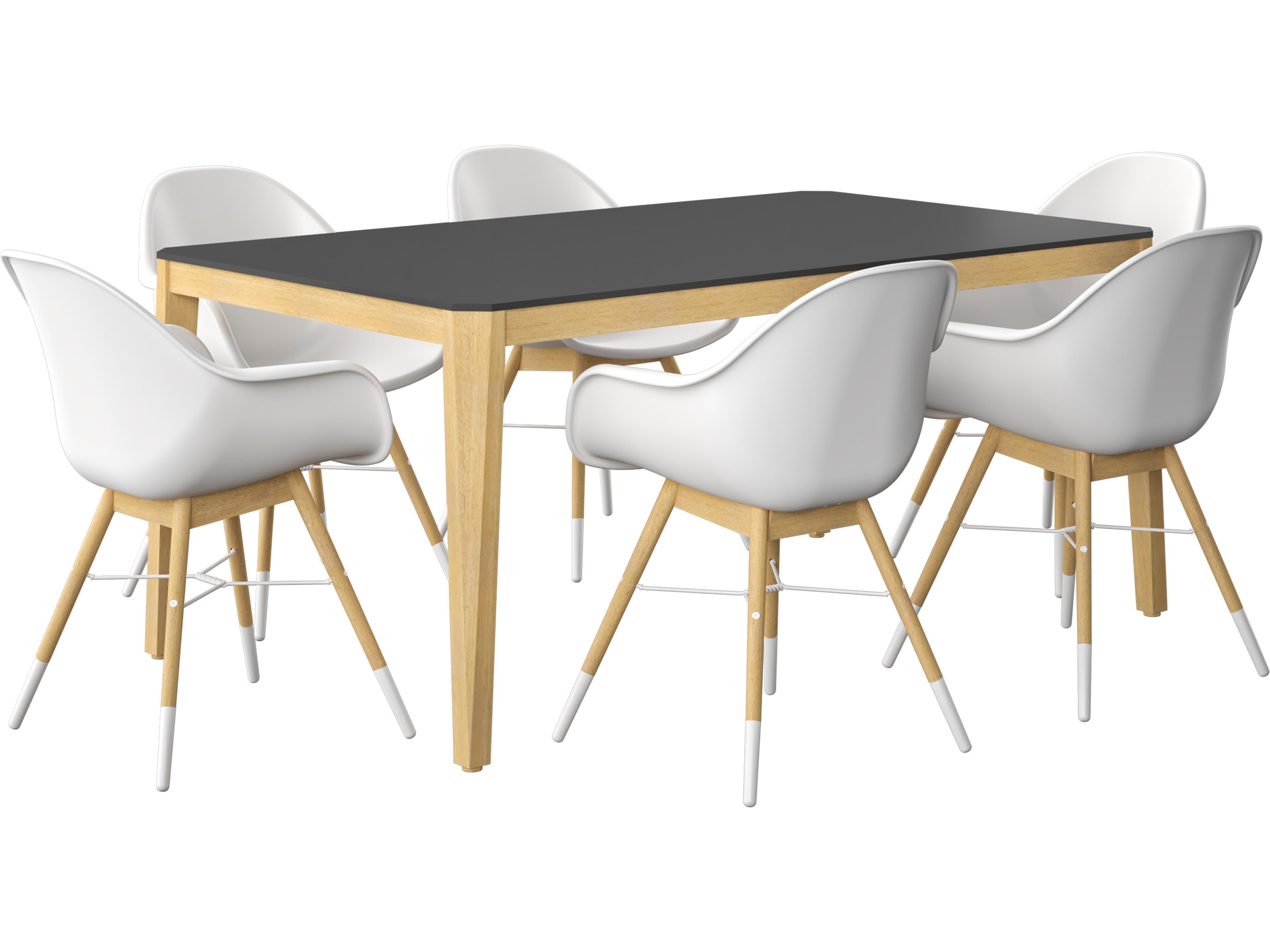 Amazonia Bahrain 170 inch Black 7 Person Outdoor Rectangular dining Set