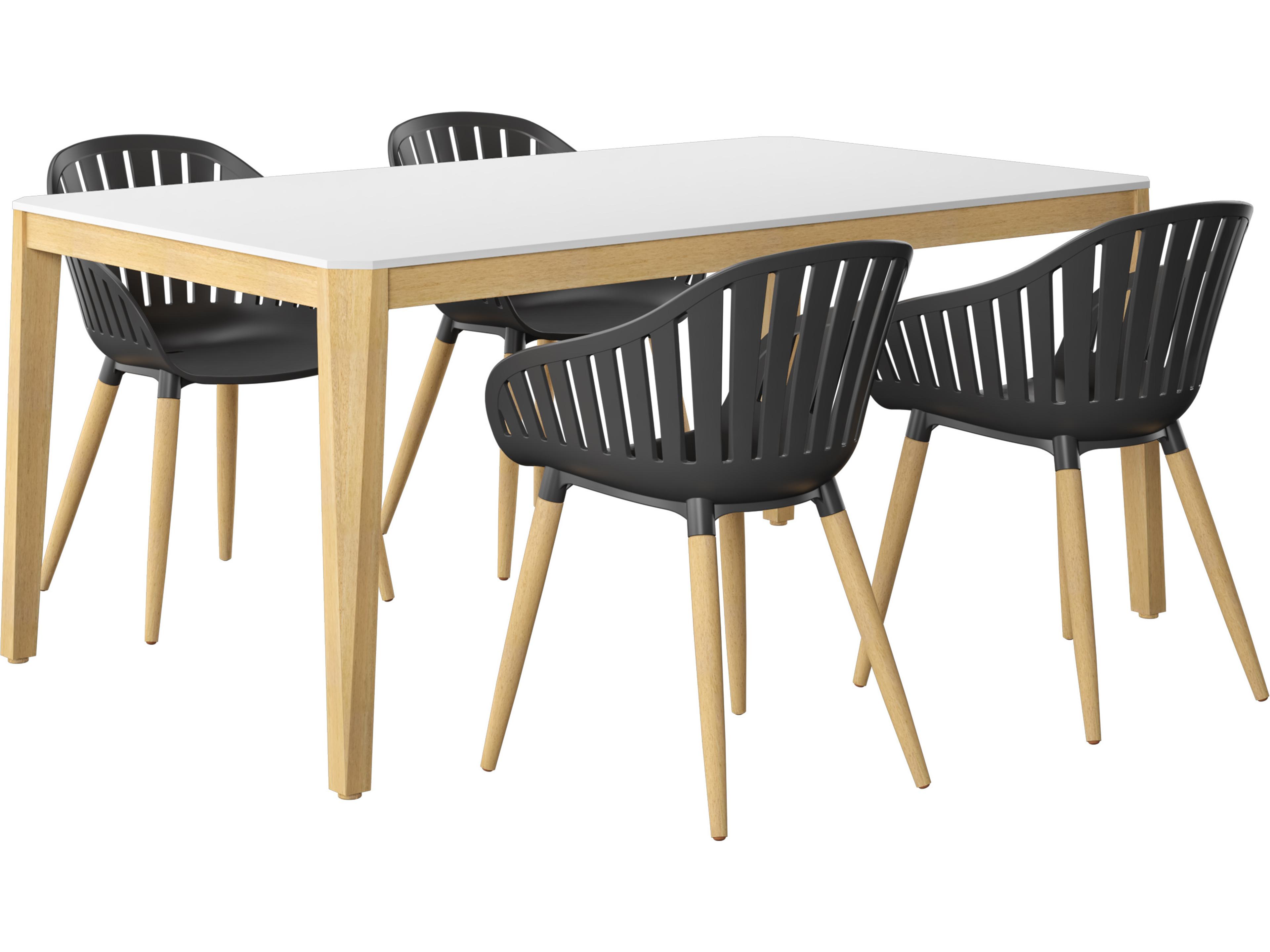 Amazonia Romagna 170 inch White 5 Person Outdoor Rectangular dining Set