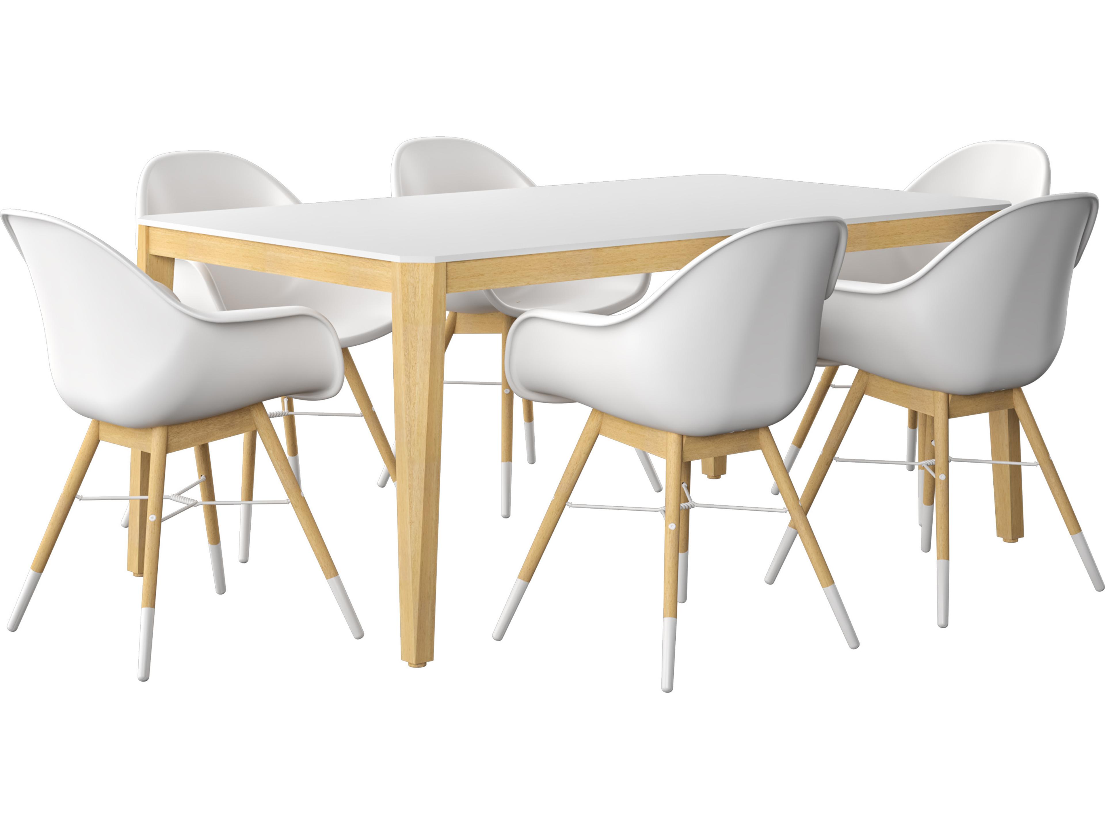 Amazonia Bahrain 170 inch White 7 Person Outdoor Rectangular dining Set