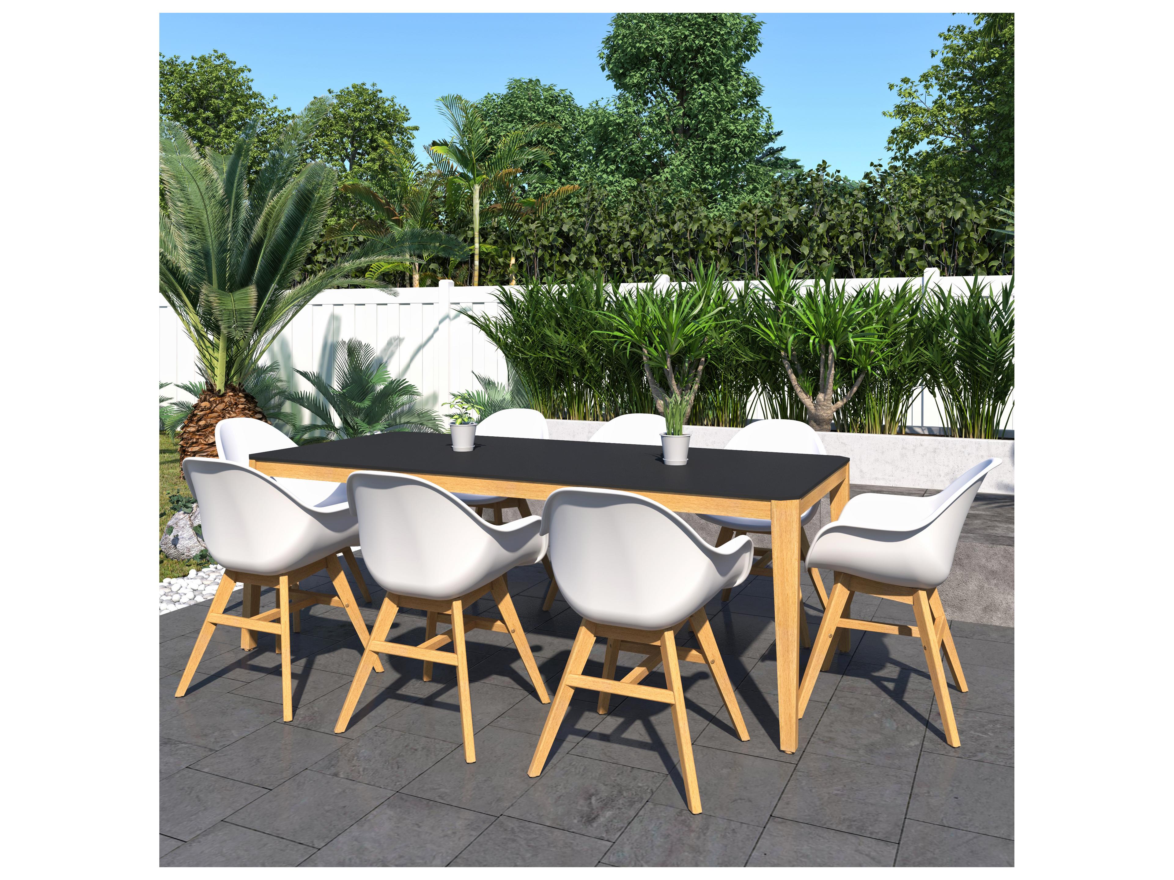 International Home Miami Amazonia Jeddah 215 inch Black 9 Person Outdoor Rectangular dining Set