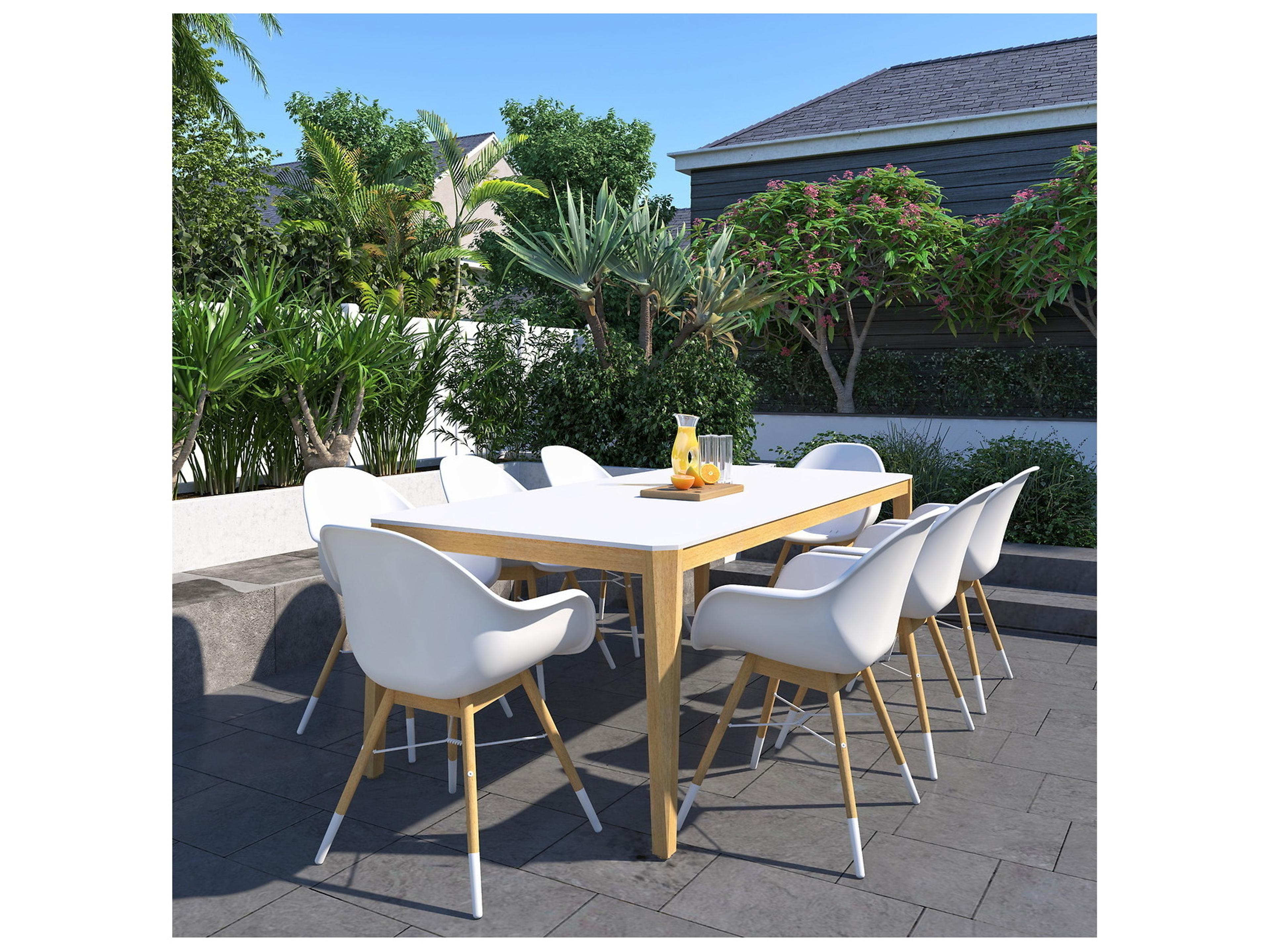 International Home Miami Amazonia Bahrain 215 inch White 9 Person Outdoor Rectangular dining Set