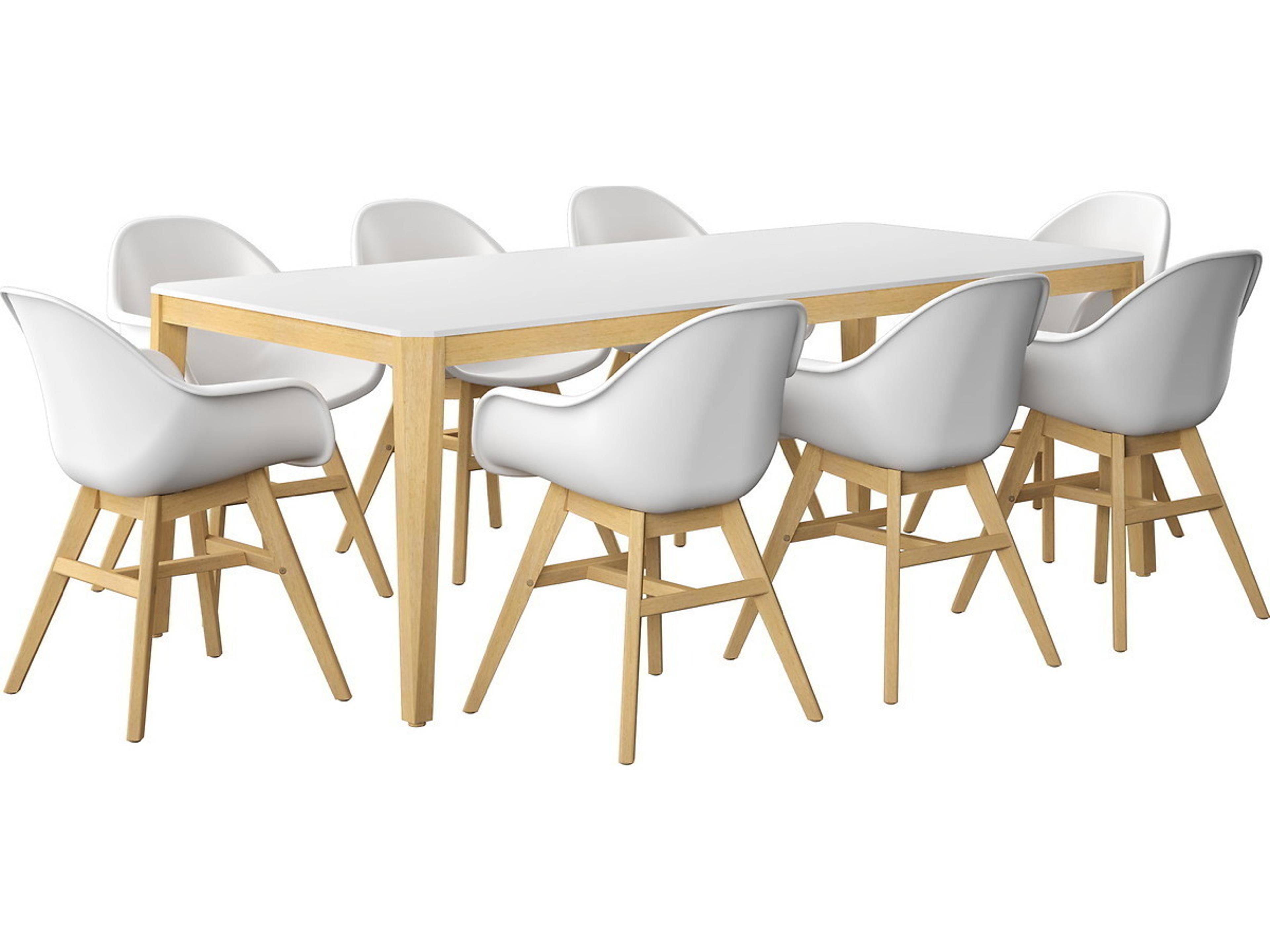 Amazonia Jeddah 215 inch White 9 Person Outdoor Rectangular dining Set