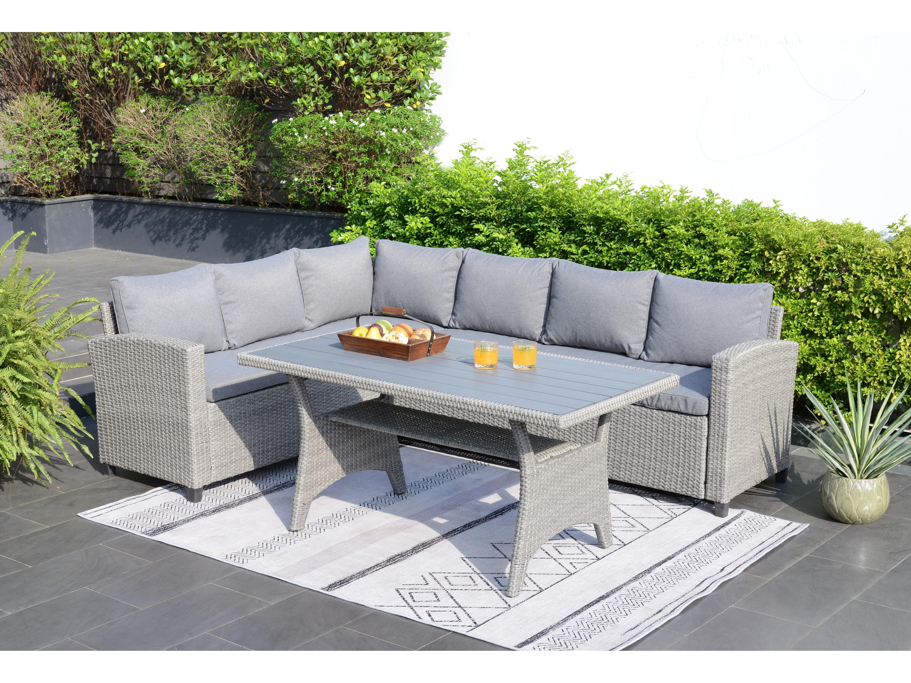 International Home Miami Amazonia 3 Piece Wicker/Rattan 5 Person Seating Group with Table