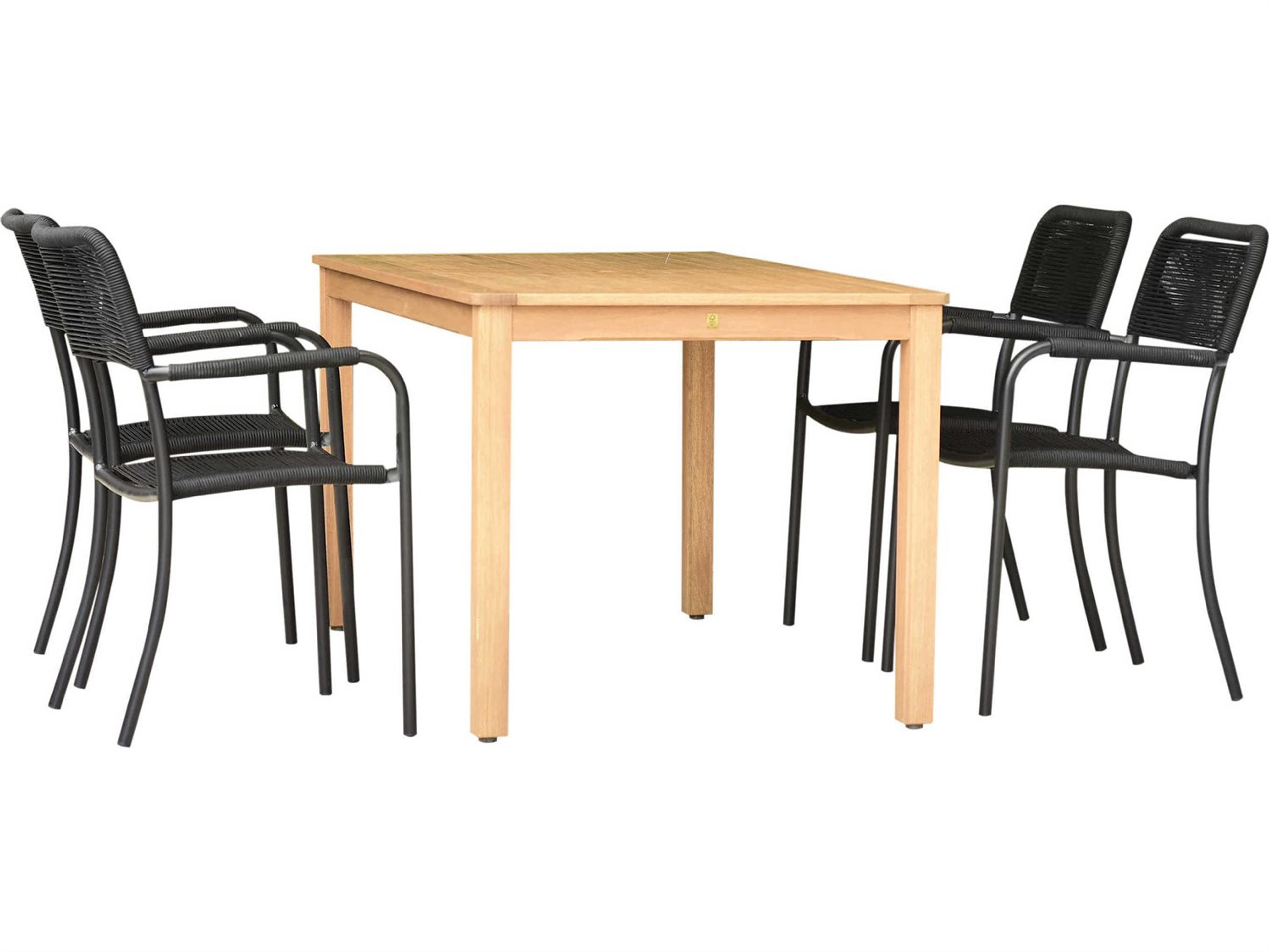 Amazonia Oosterdam 5 Piece Rectangular Wood Outdoor Dining Set