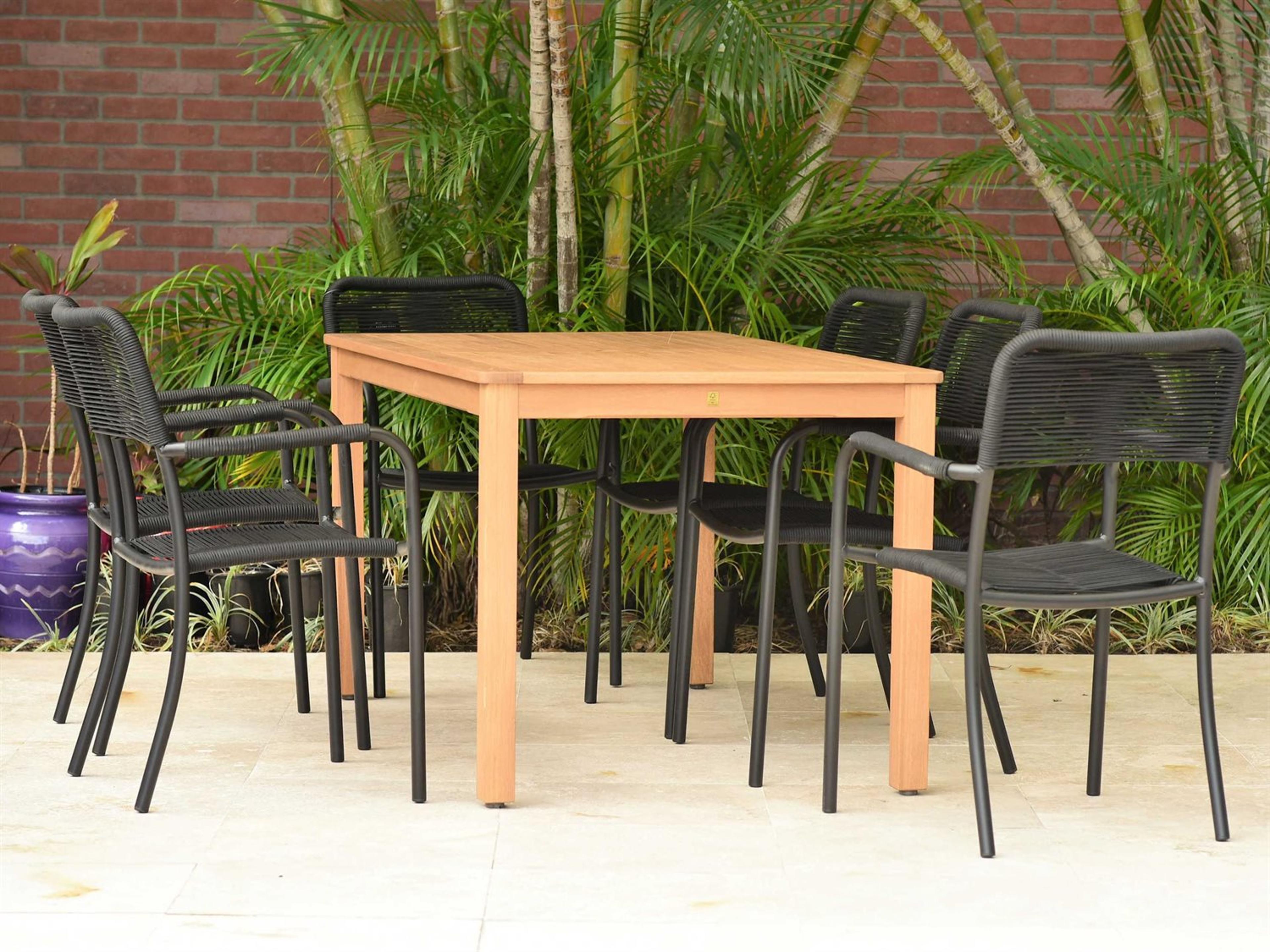 International Home Miami Amazonia Oosterdam 7 Piece Rectangular Wood Outdoor Patio Dining Set