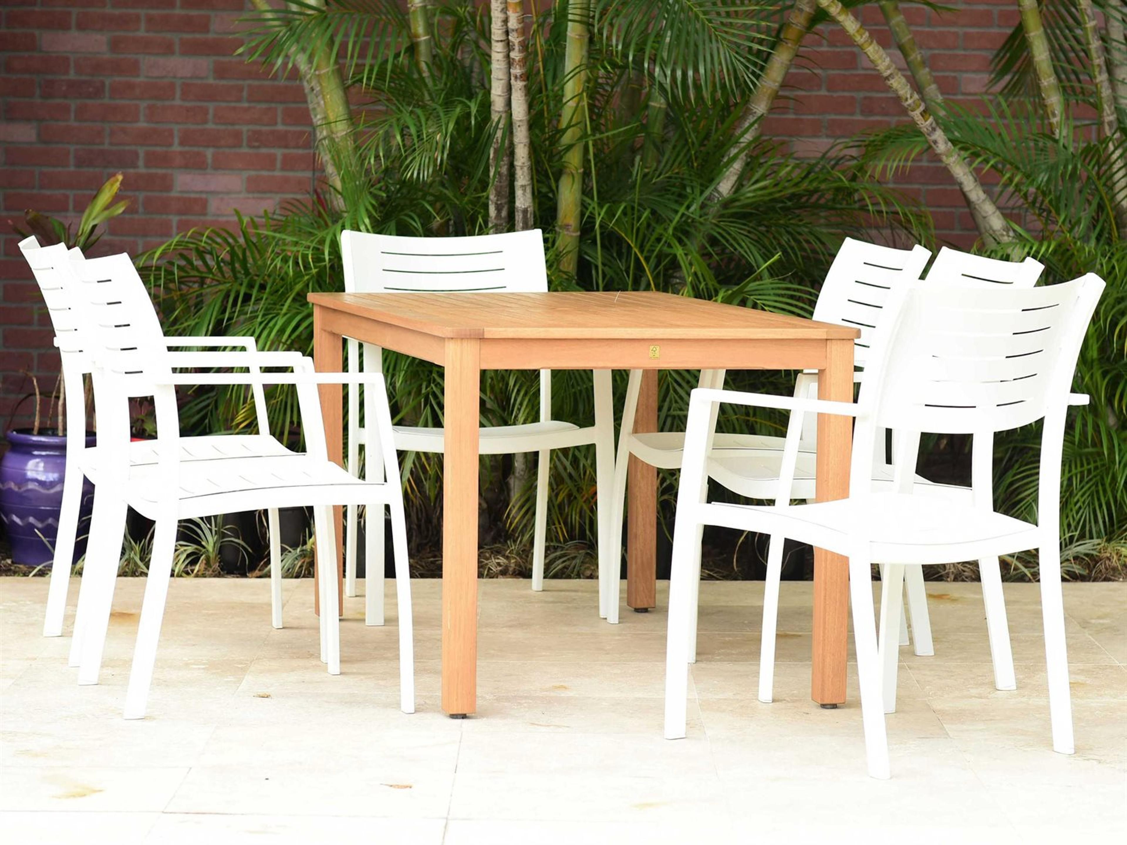 Amazonia Noordam 7 Piece Rectangular Wood Patio Dining Set