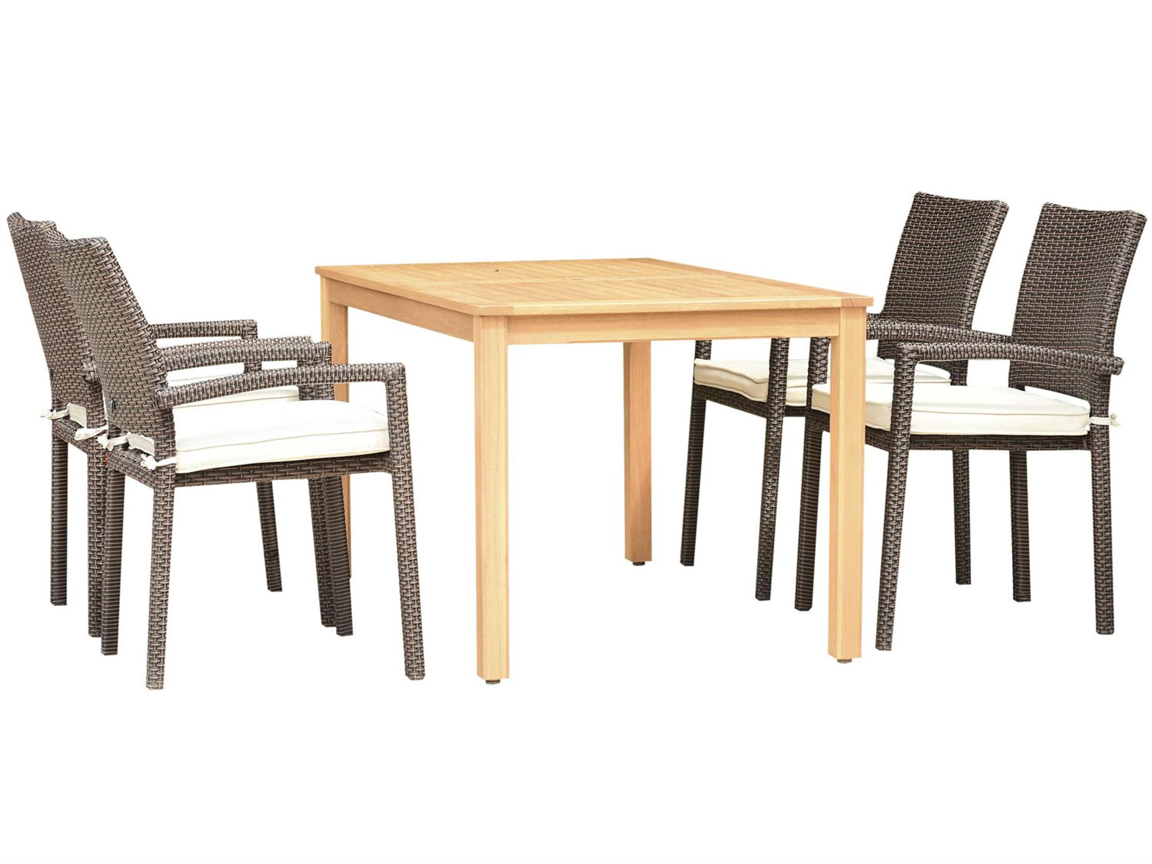 Amazonia Damian 5 Piece Rectangular Wood Outdoor Patio Dining Set
