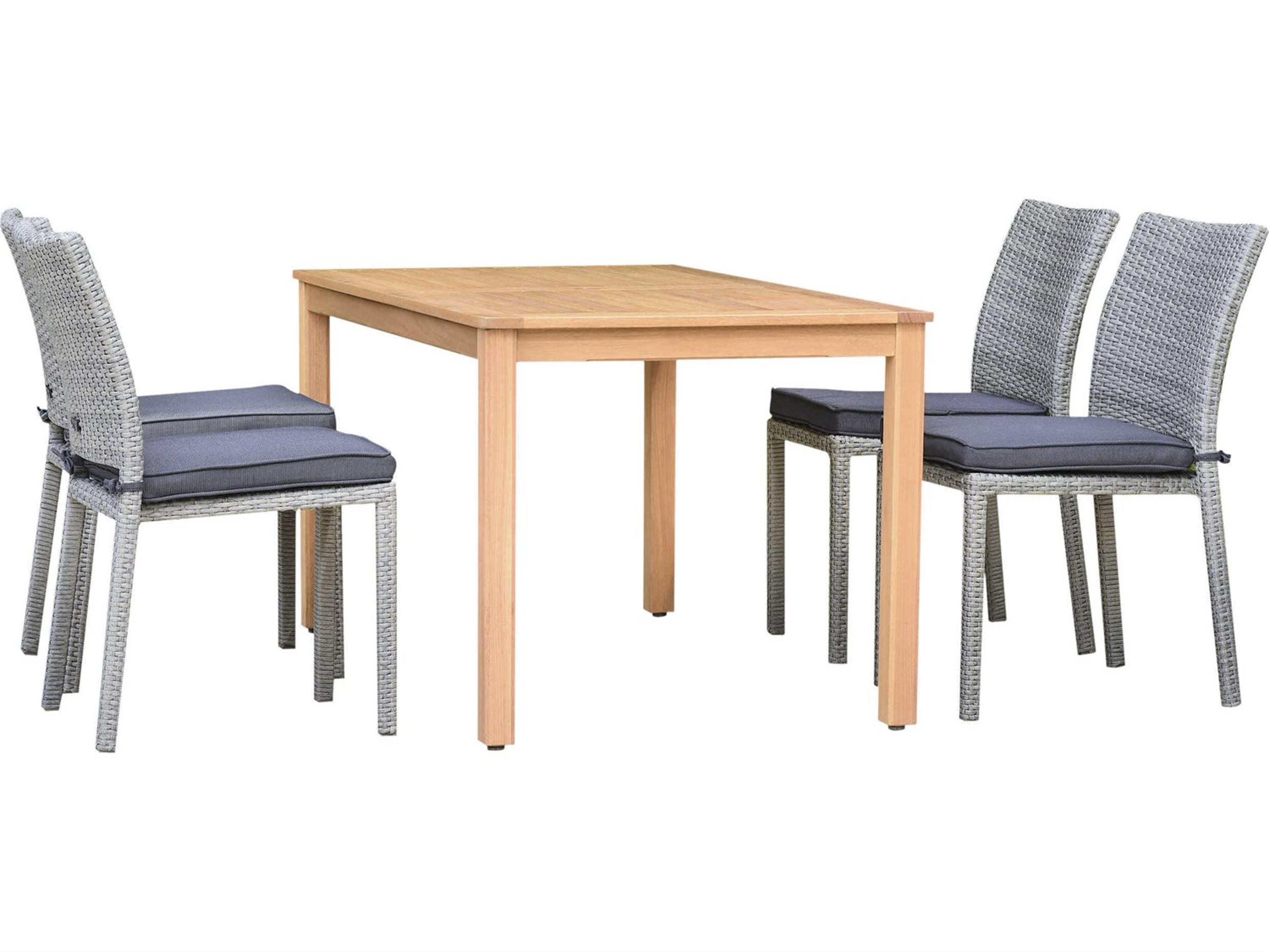 Amazonia Damian 5 Piece Rectangular Wood Patio Dining Set