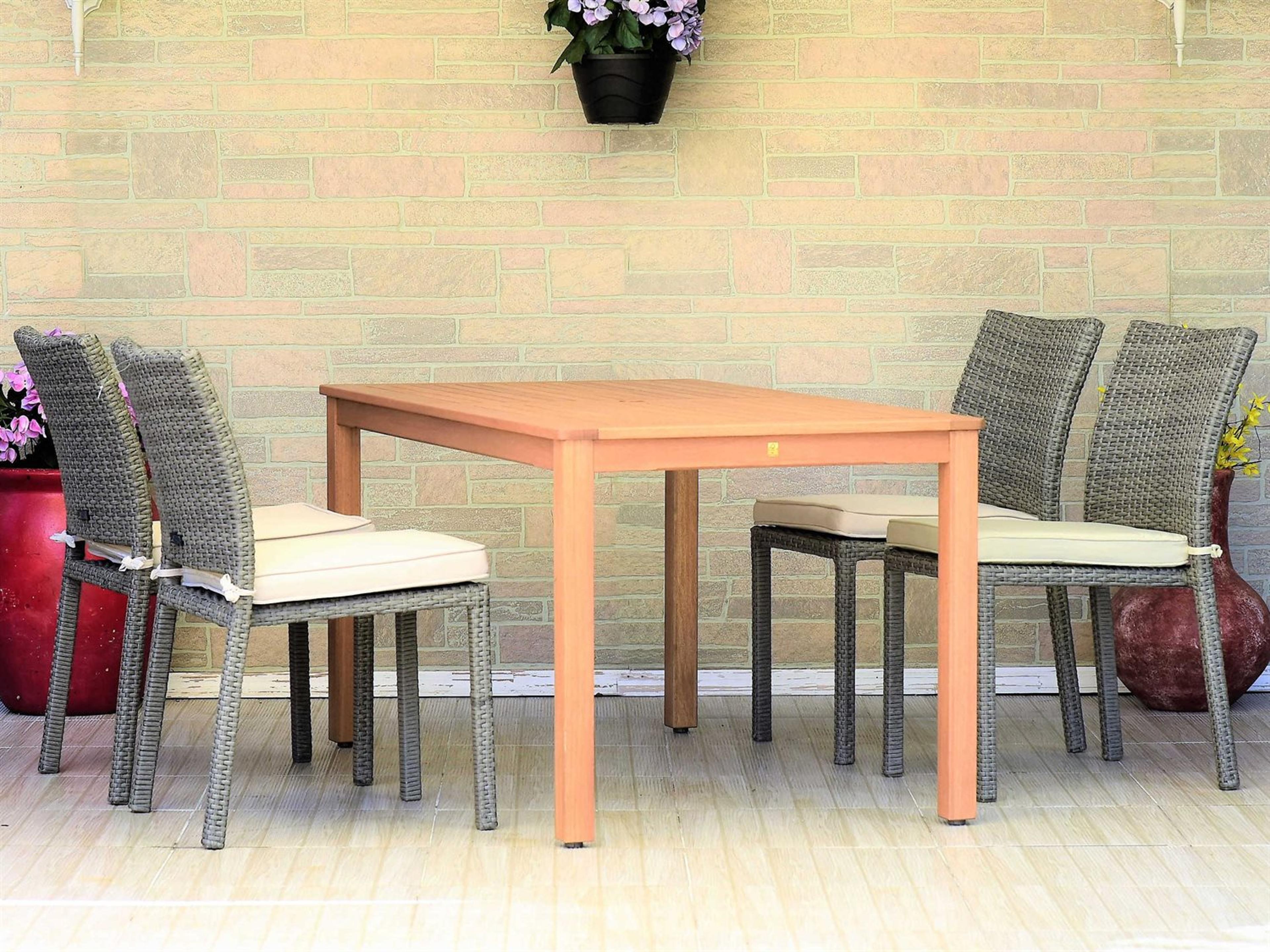 Amazonia Damian 5 Piece Rectangular Wood Outdoor Dining Set