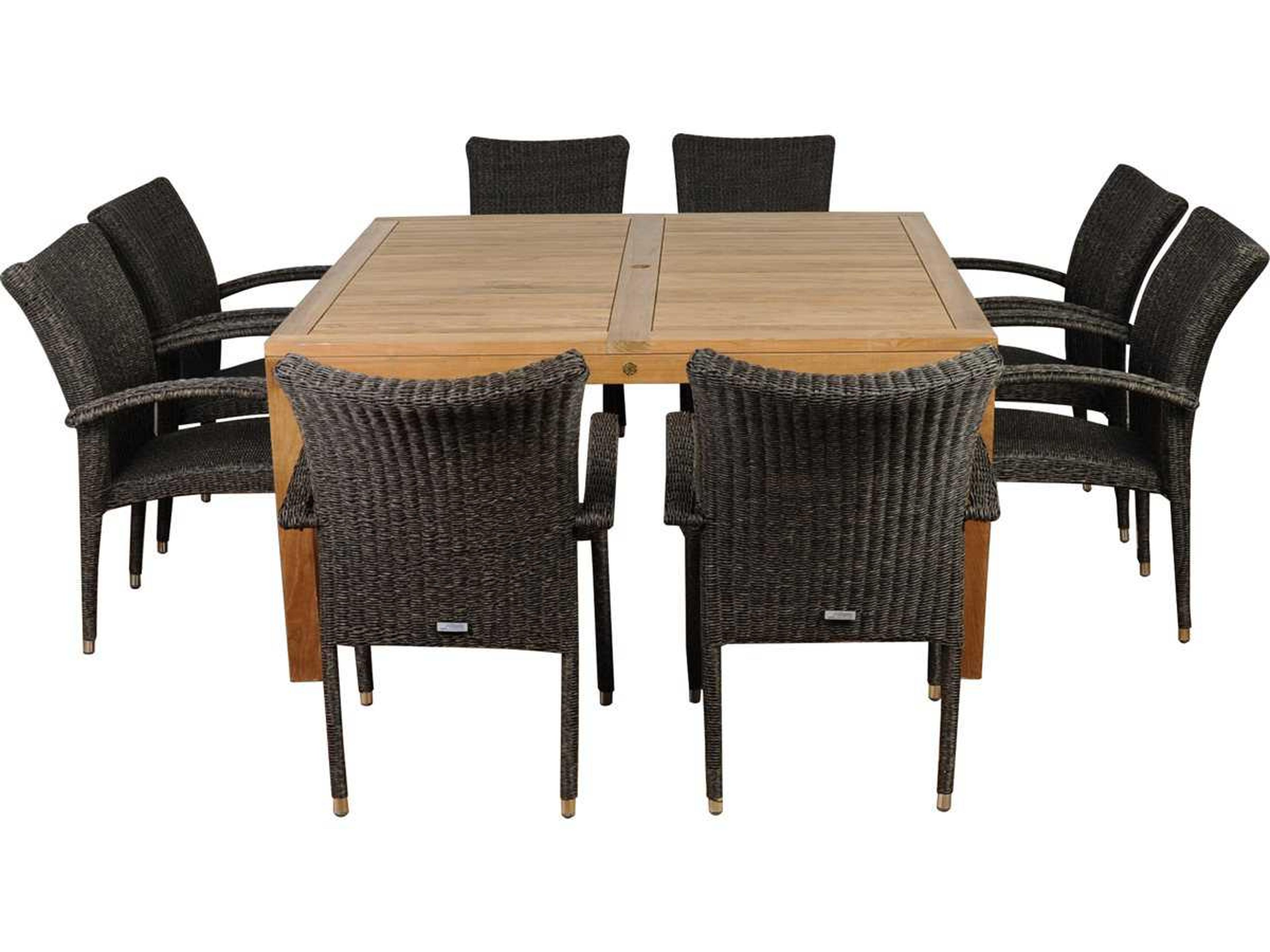 Amazonia Teak Square Nine Piece Versailles Outdoor Dining Set