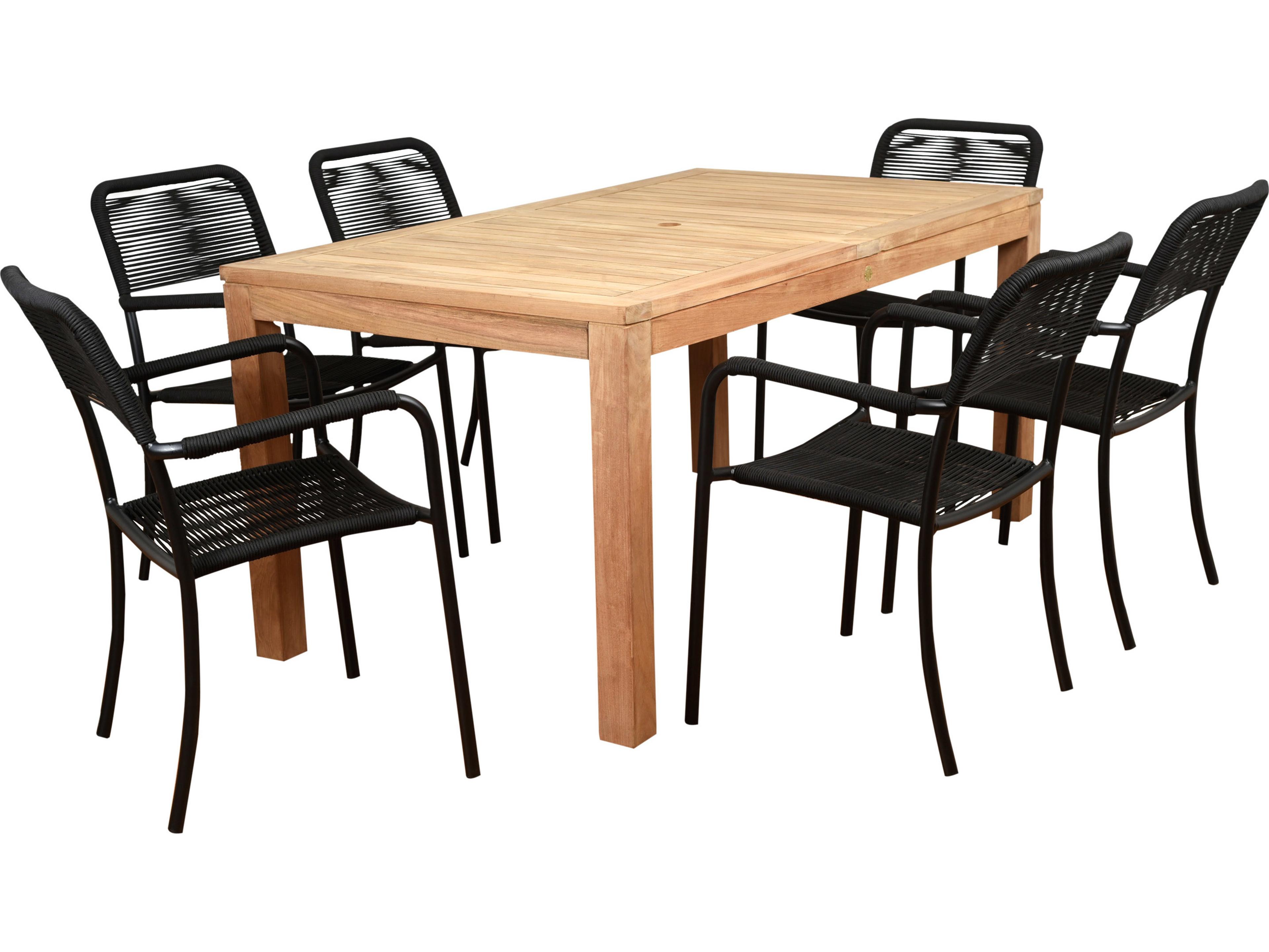 International Home Miami Amazonia Oosterdam 7 Piece Teak Rectangular Patio Dining Set