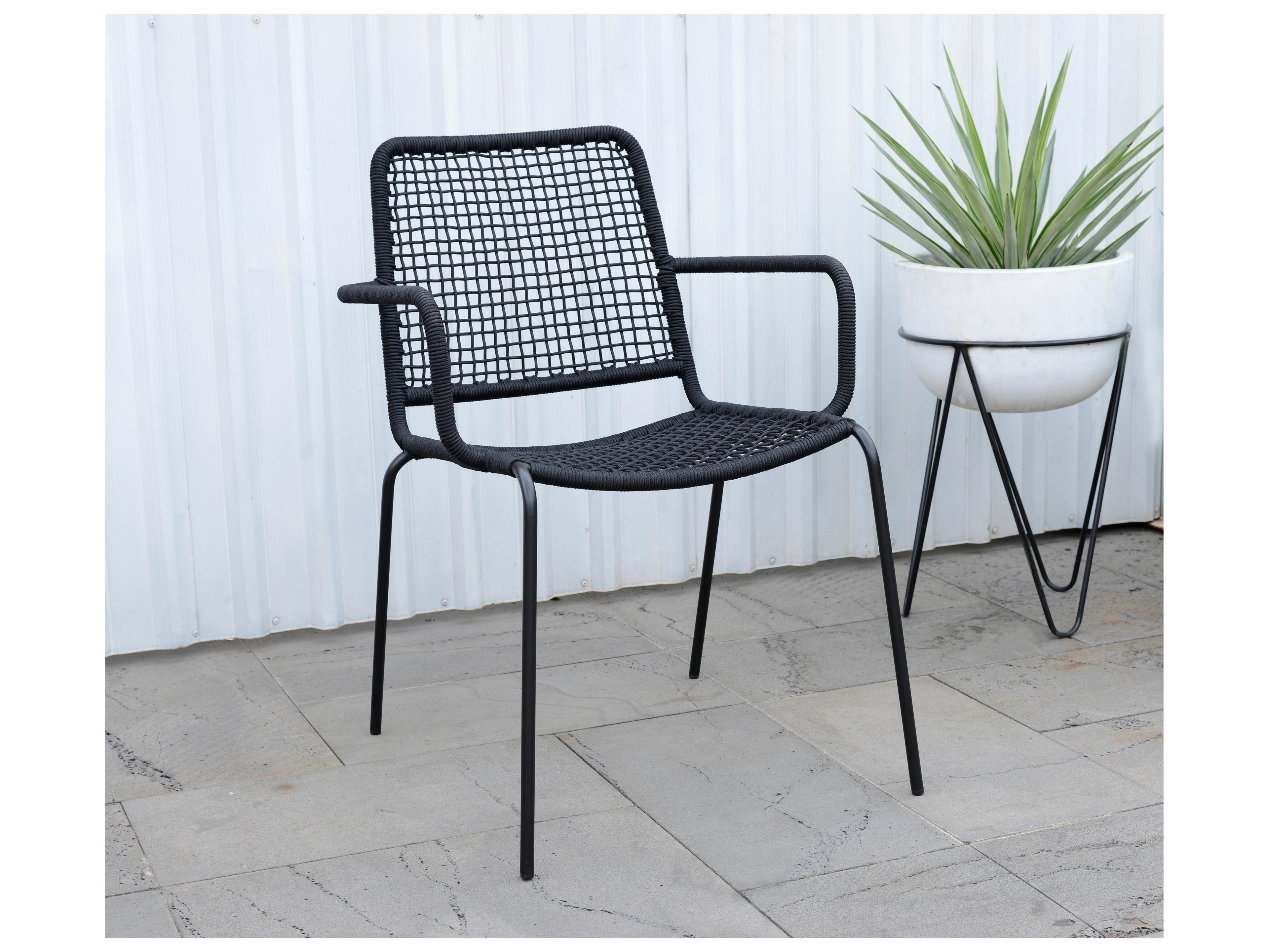 International Home Miami Amazonia Oberon Aluminum & Rope Chair with Grey Cuchion Set of 2