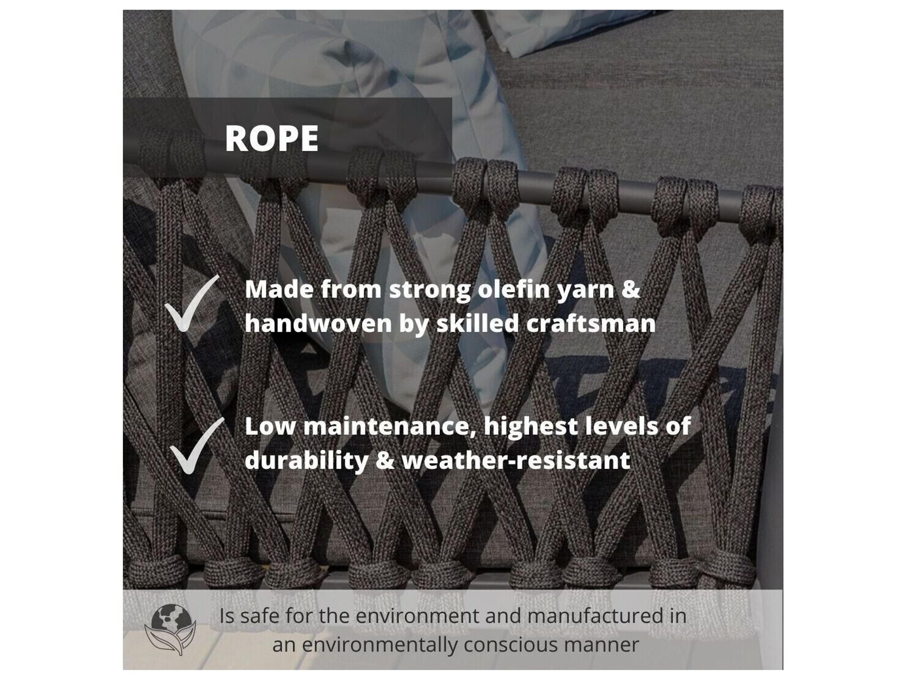 International Home Miami Amazonia Oberon Aluminum & Rope Chair with Grey Cuchion Set of 2