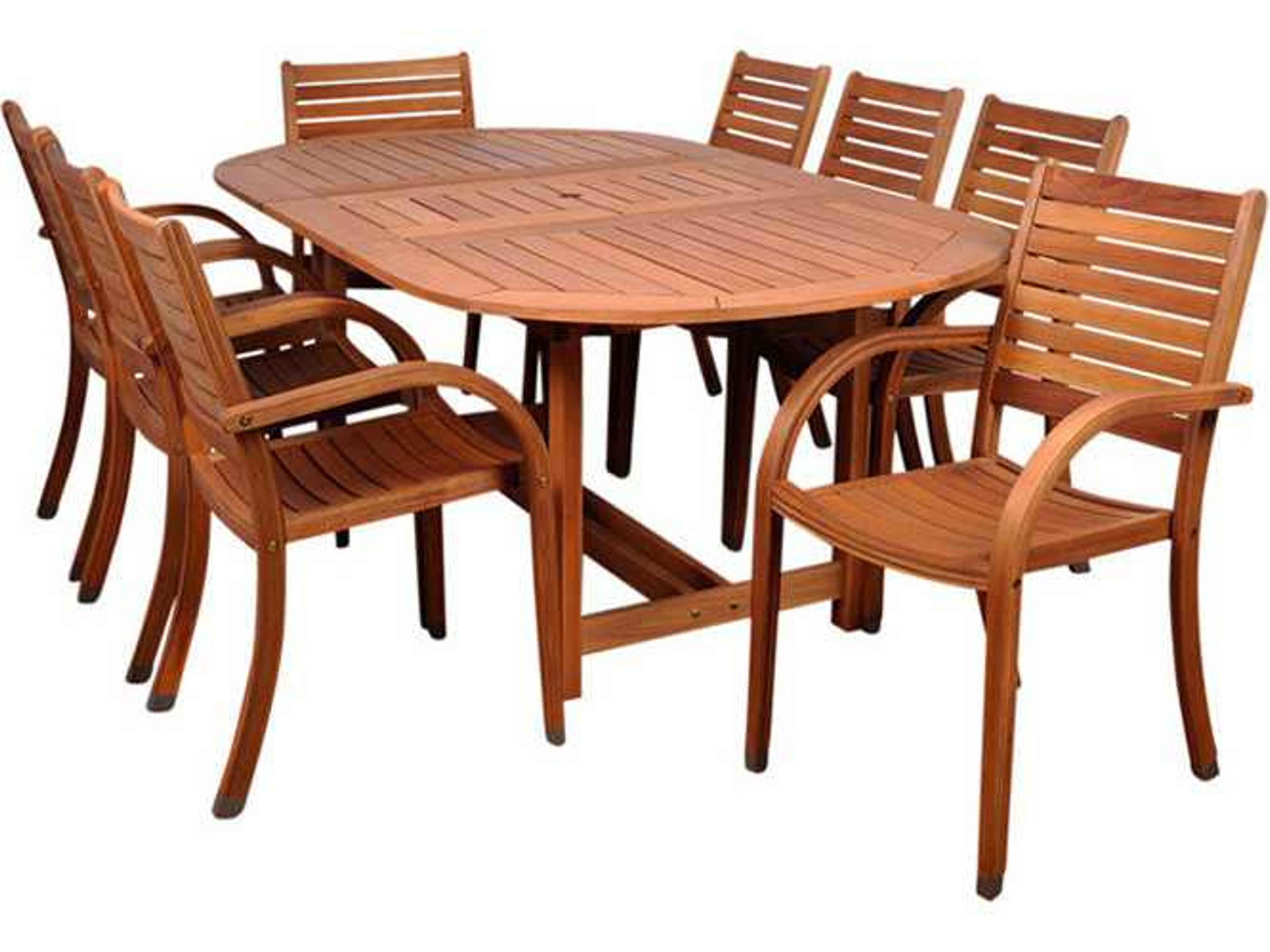 Amazonia Eucalyptus Oval Nine Piece Extendable Arizona Patio Dining Set