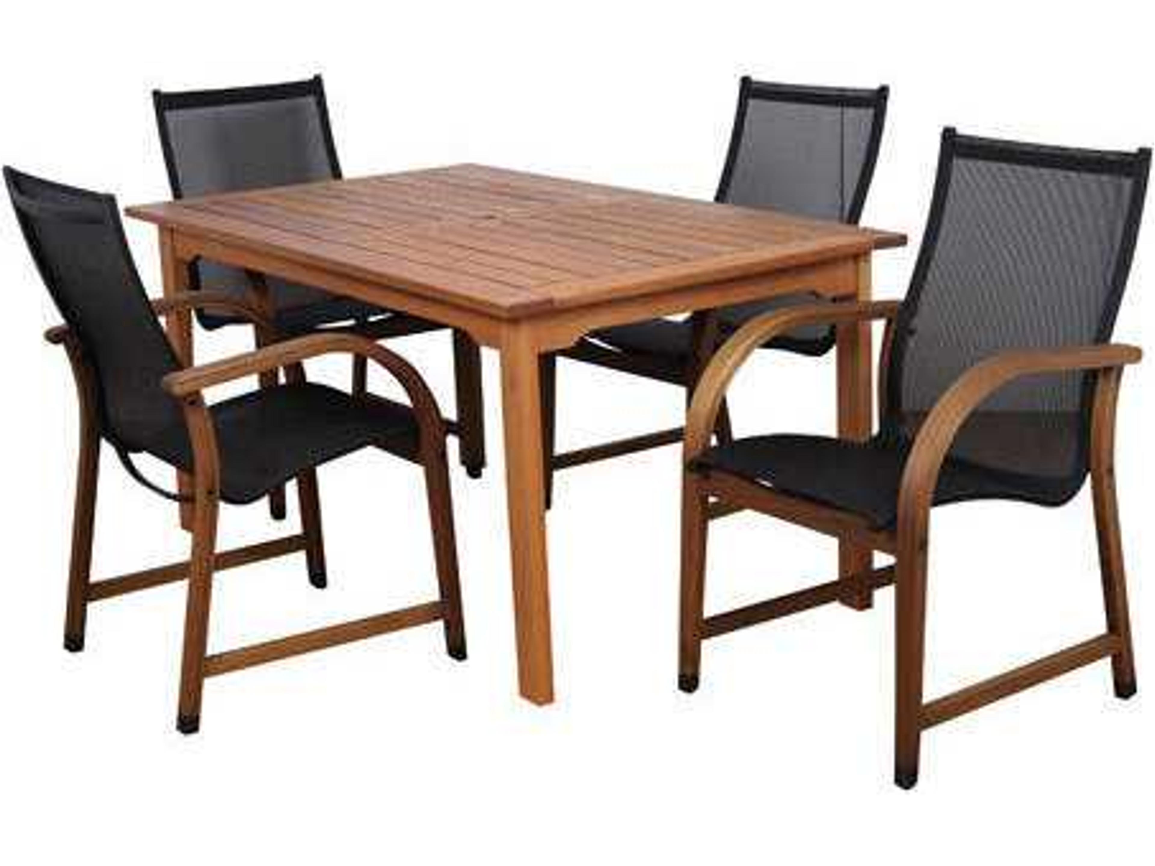 Amazonia Eucalyptus Rectangular Five Piece Bahamas Outdoor Patio Dining Set