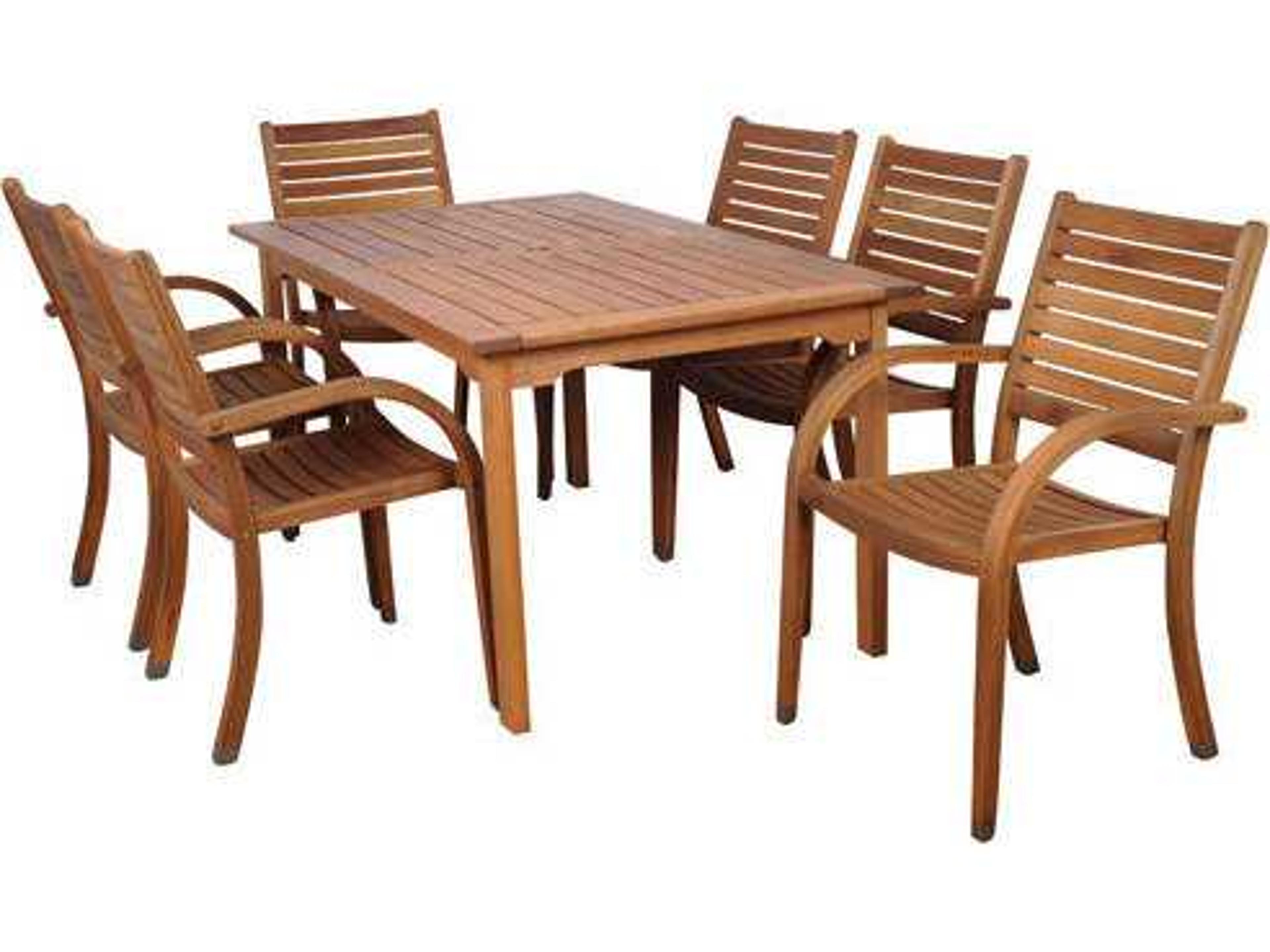 Amazonia Eucalyptus Seven Piece Rectangular Arizona Patio Dining Set