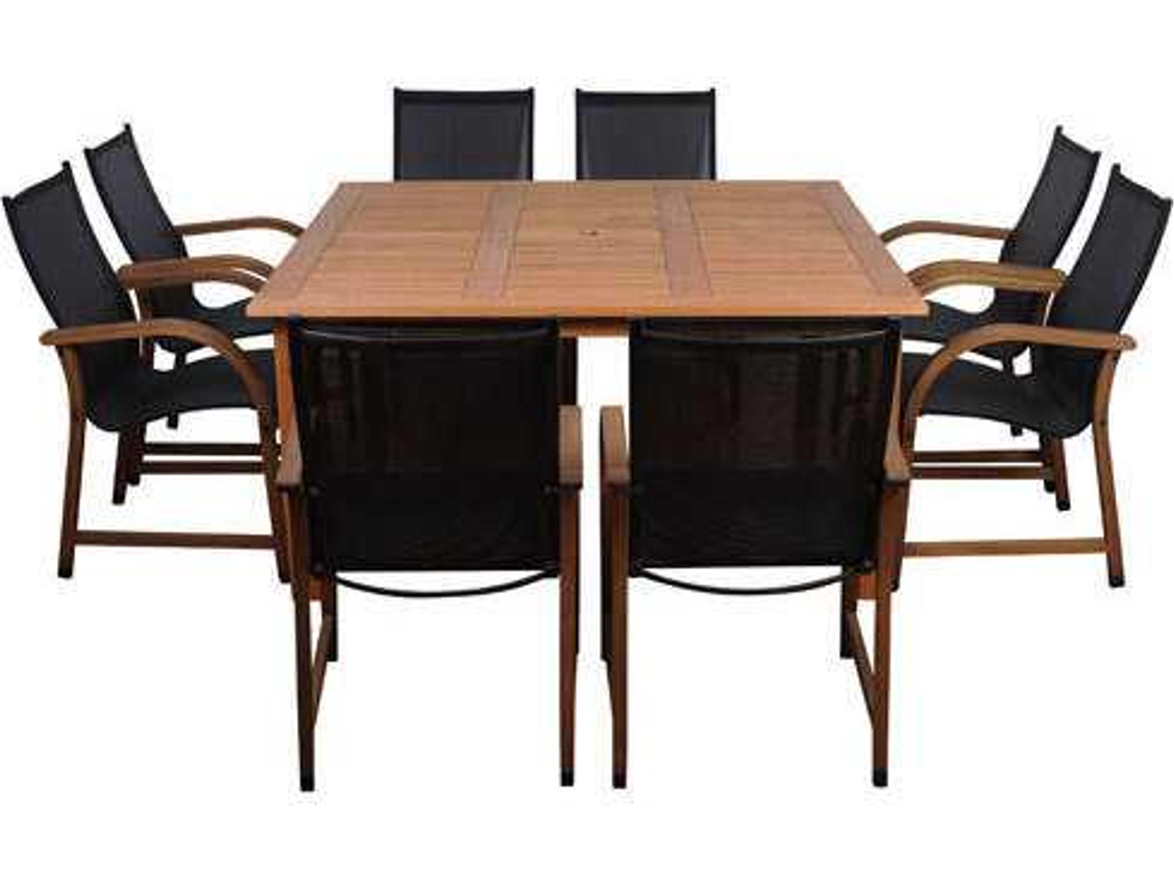 Amazonia Eucalyptus Square Nine Piece Bahamas Outdoor Patio Dining Set