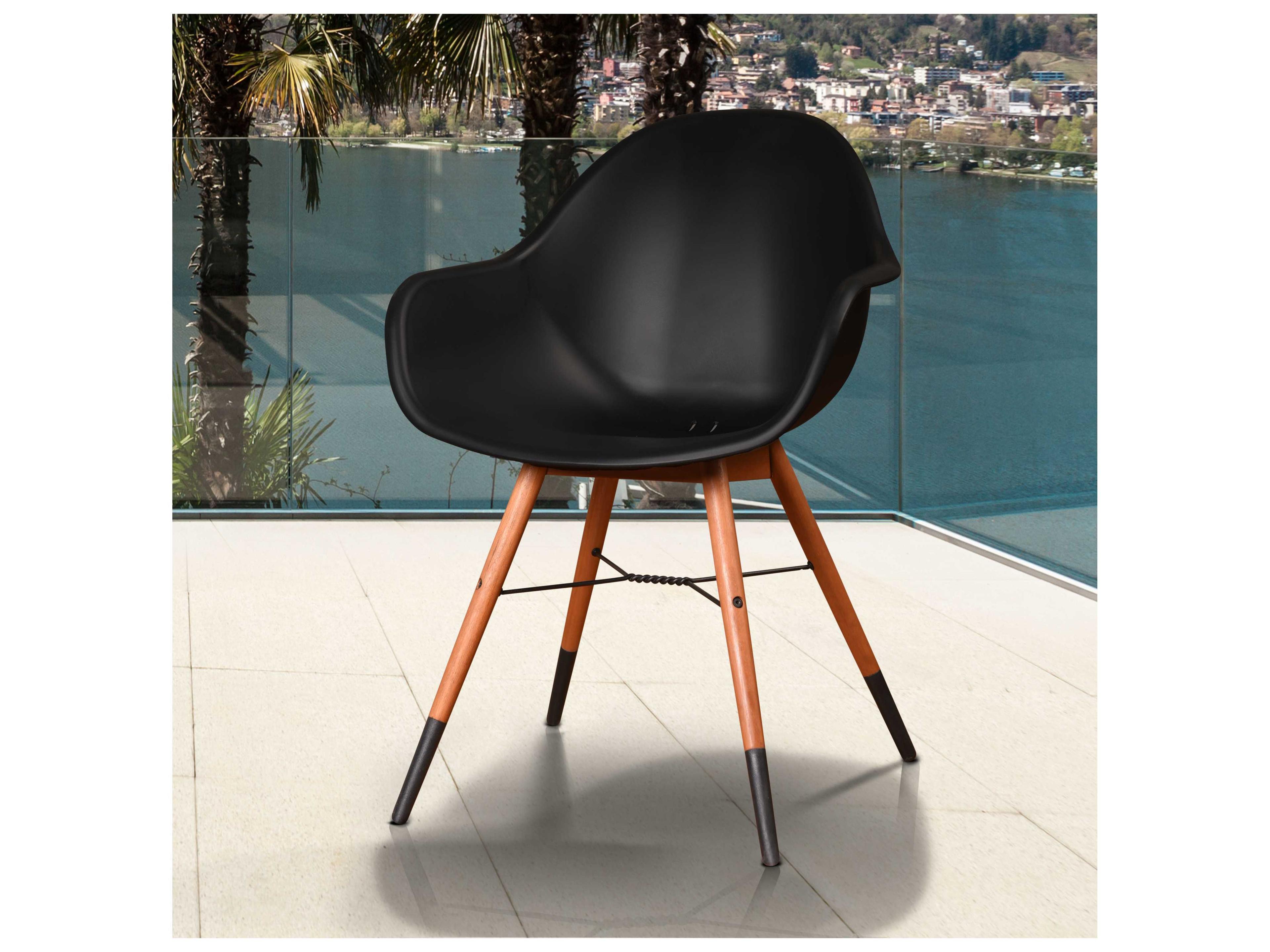 International Home Miami Amazonia Charlotte Eucalyptus Deluxe 4 Piece Armchair Set Black Set of 4 Chairs