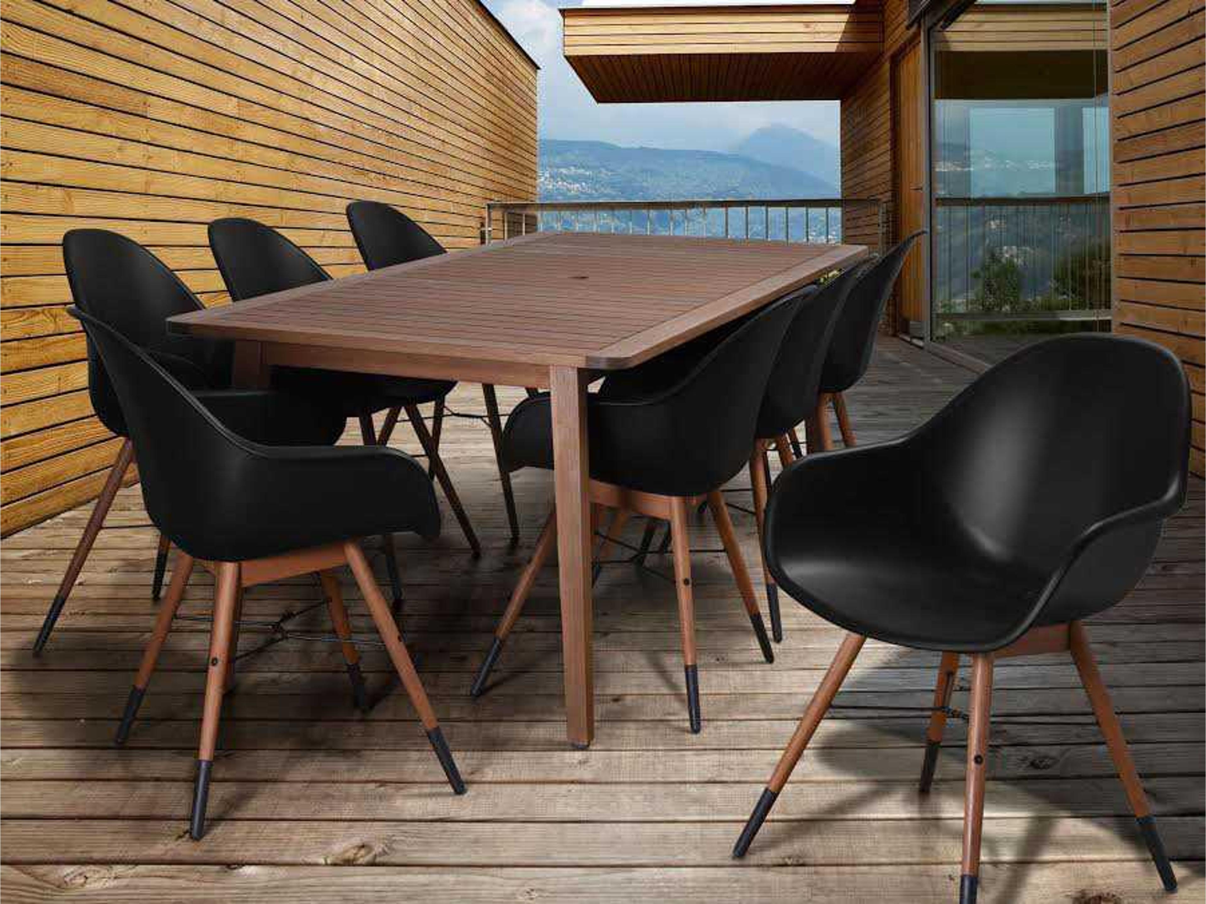 International Home Miami Amazonia Charlotte Eucalyptus Deluxe 4 Piece Armchair Set Black Set of 4 Chairs