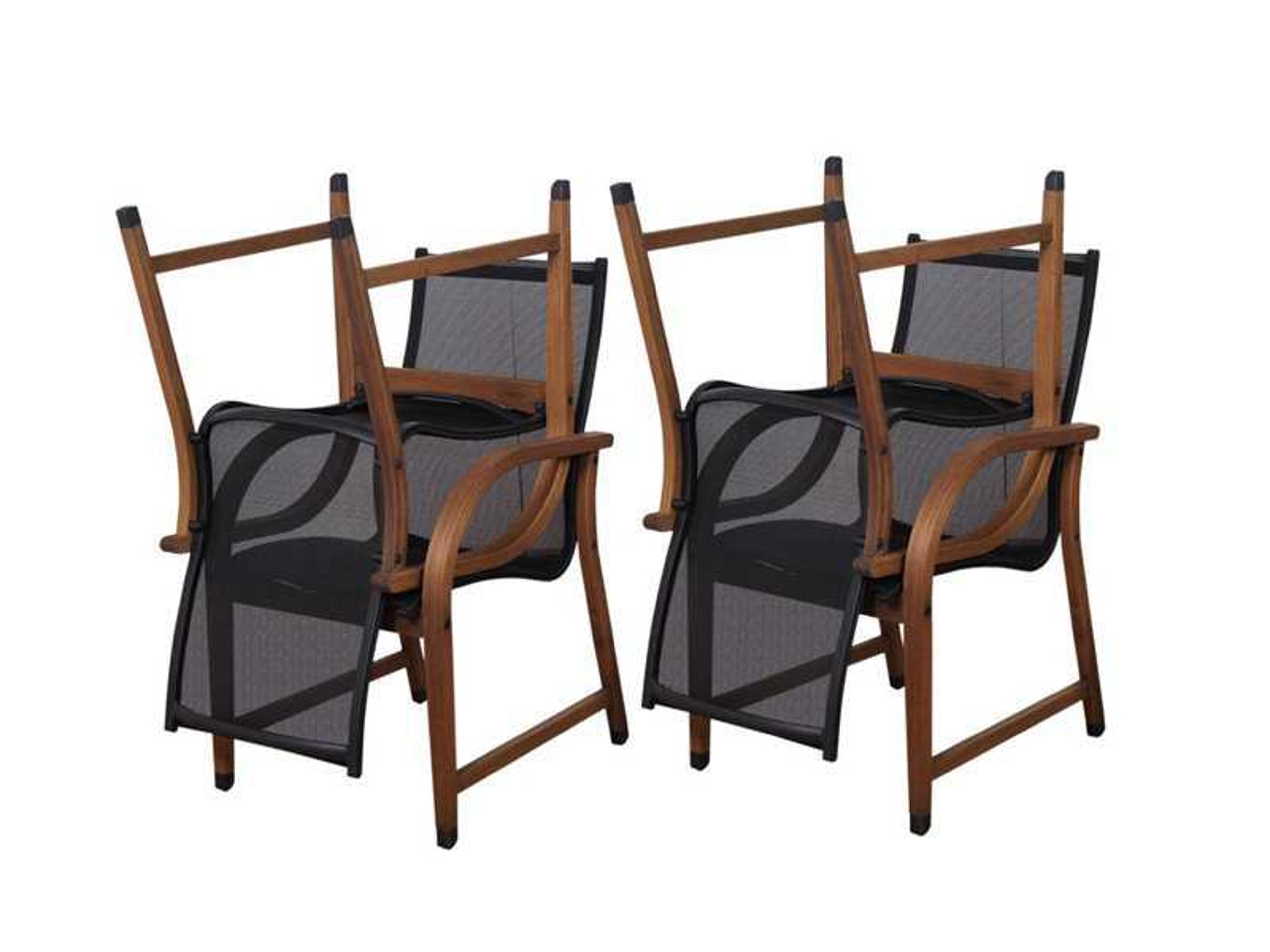 Amazonia Bahamas 4 Piece Eucalyptus Arm Chair Set with Brown Sling Seat