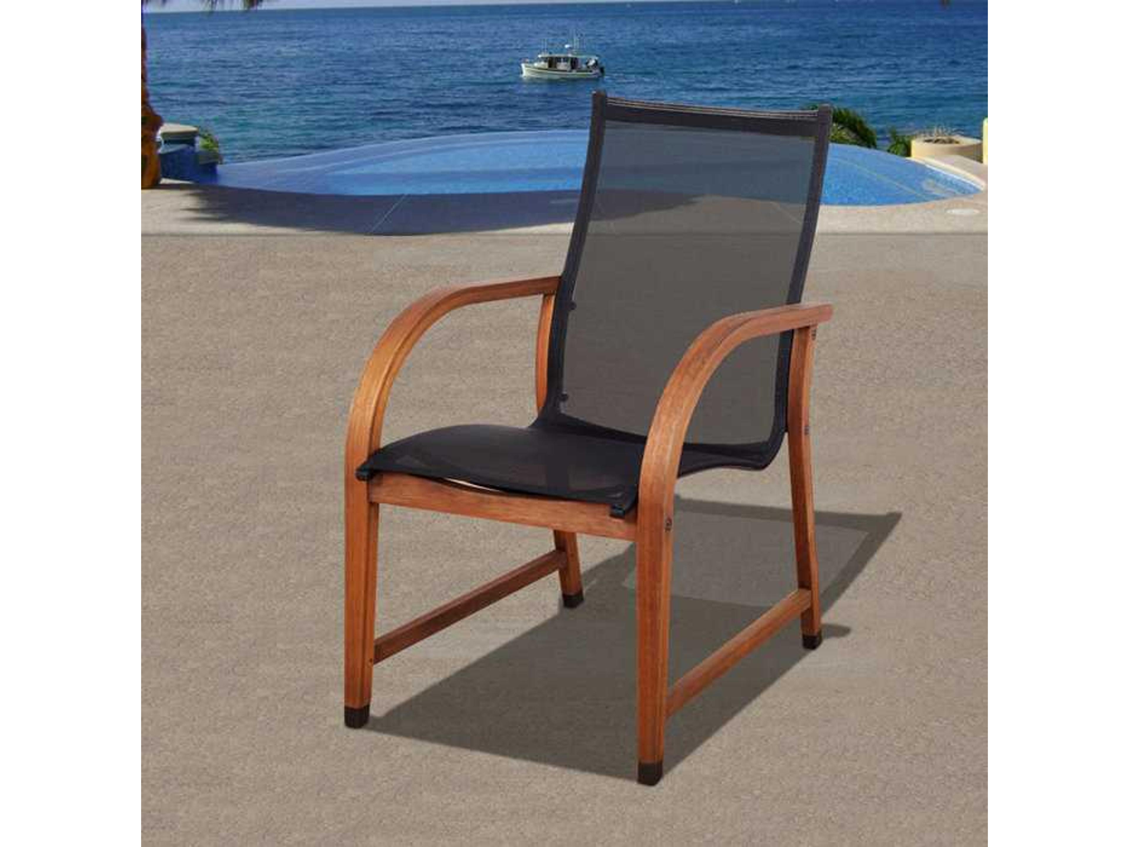 International Home Miami Amazonia Eucalyptus Bahamas Patio Dining Arm Chair Set of 4