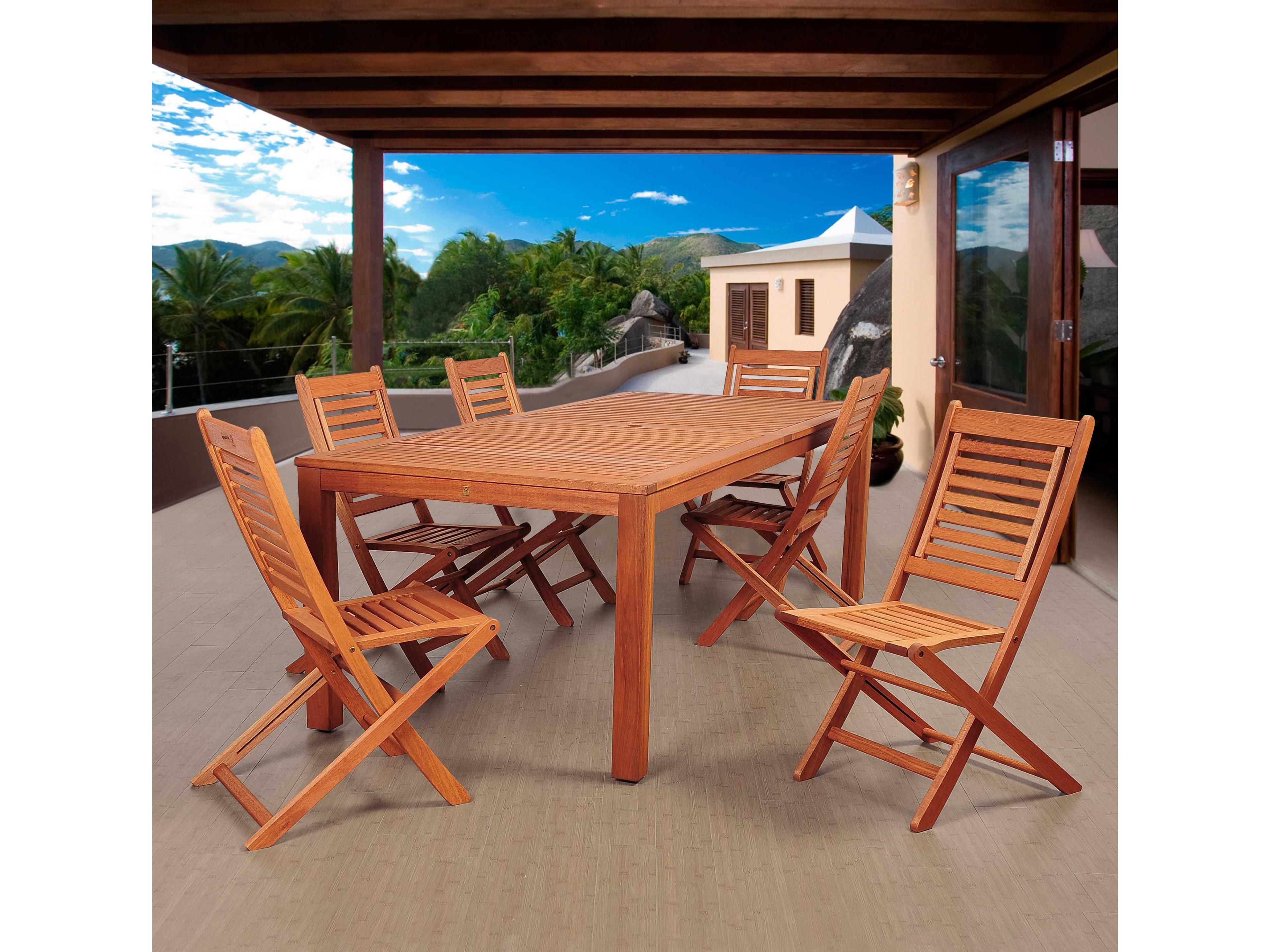 Amazonia Eucalyptus Bradford 7 Piece Eucalyptus Rectangular Outdoor Dining Set