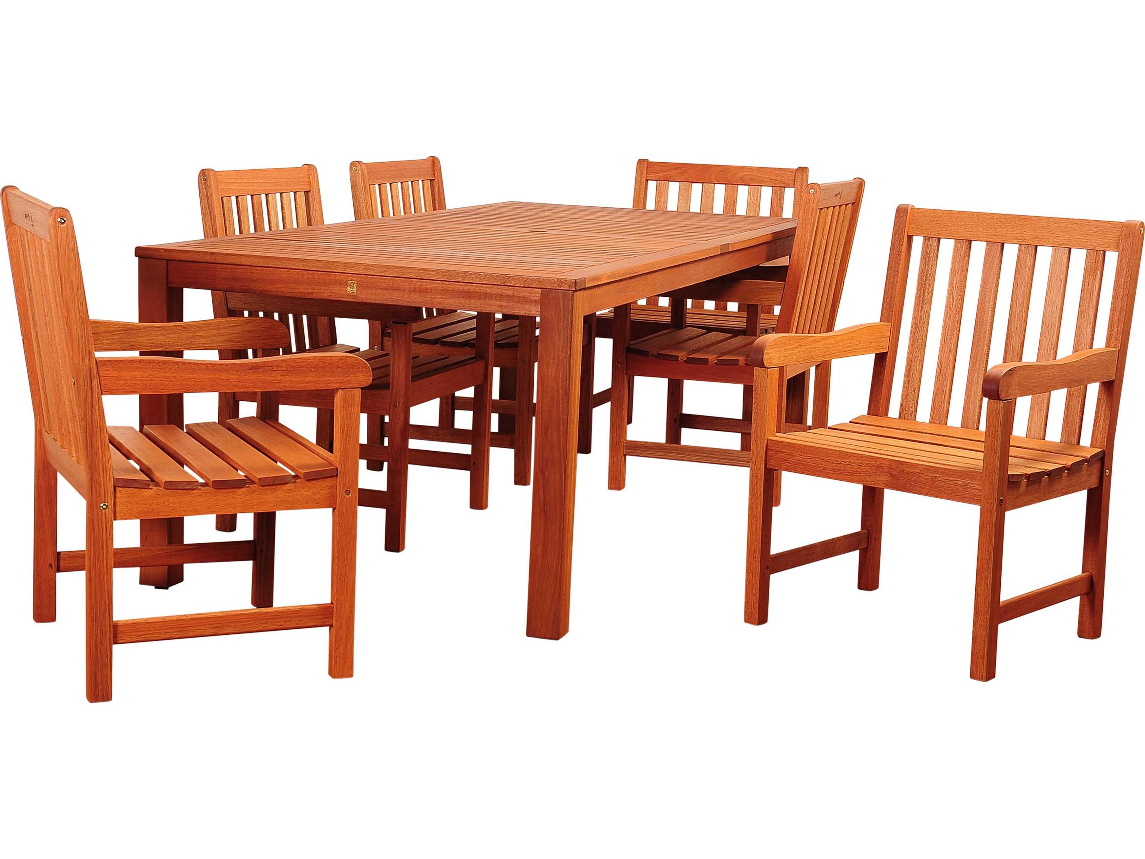 Amazonia Eucalyptus Bristol 7 Piece Eucalyptus Rectangular Outdoor Patio Dining Set