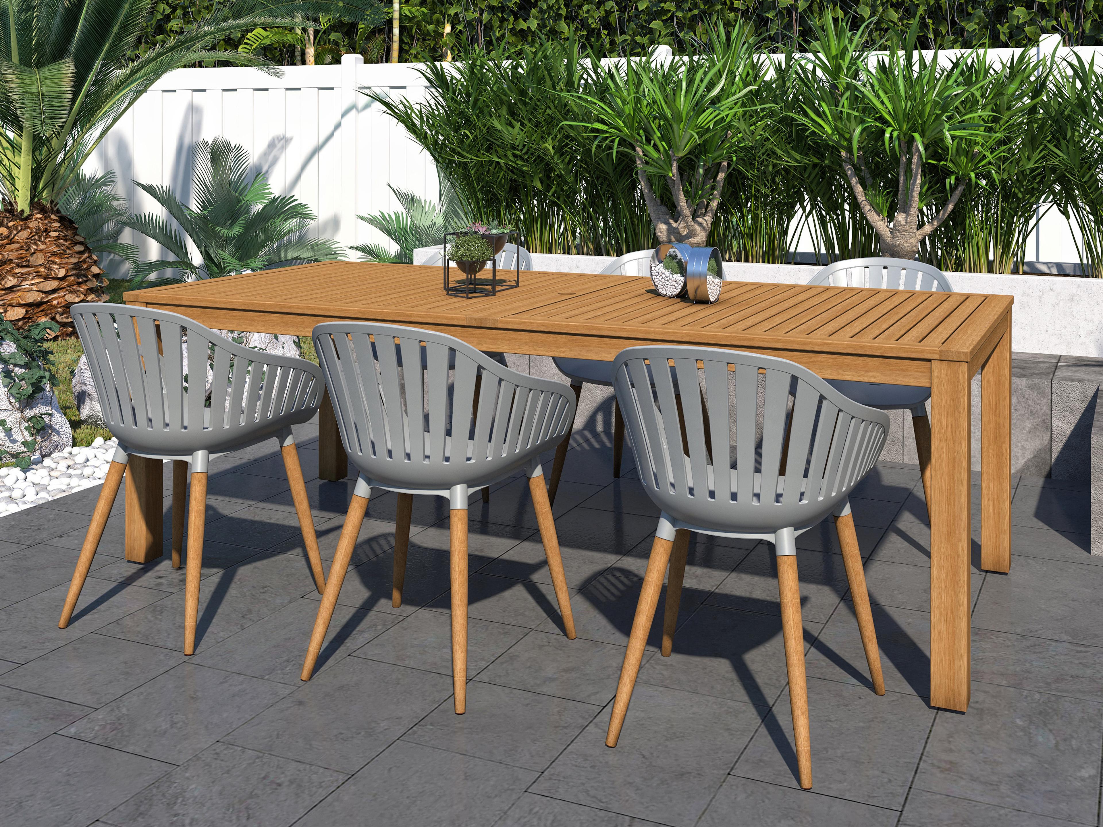 Amazonia 7 Piece Rectangular Patio Dining Set Teak Finish