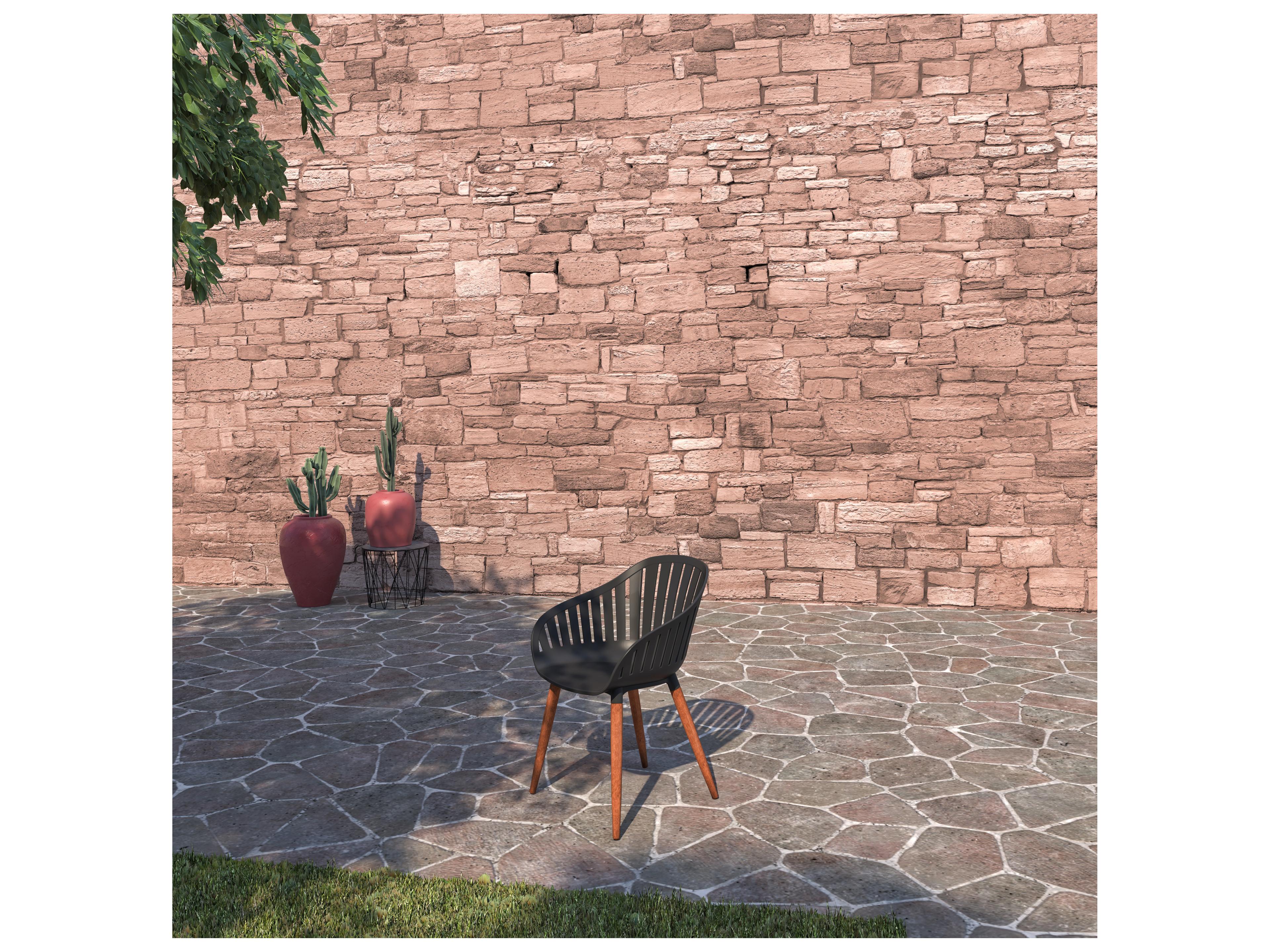 International Home Miami Amazonia Wood Resin Brown/Black 7 Piece Rectangular Outdoor Dining Set