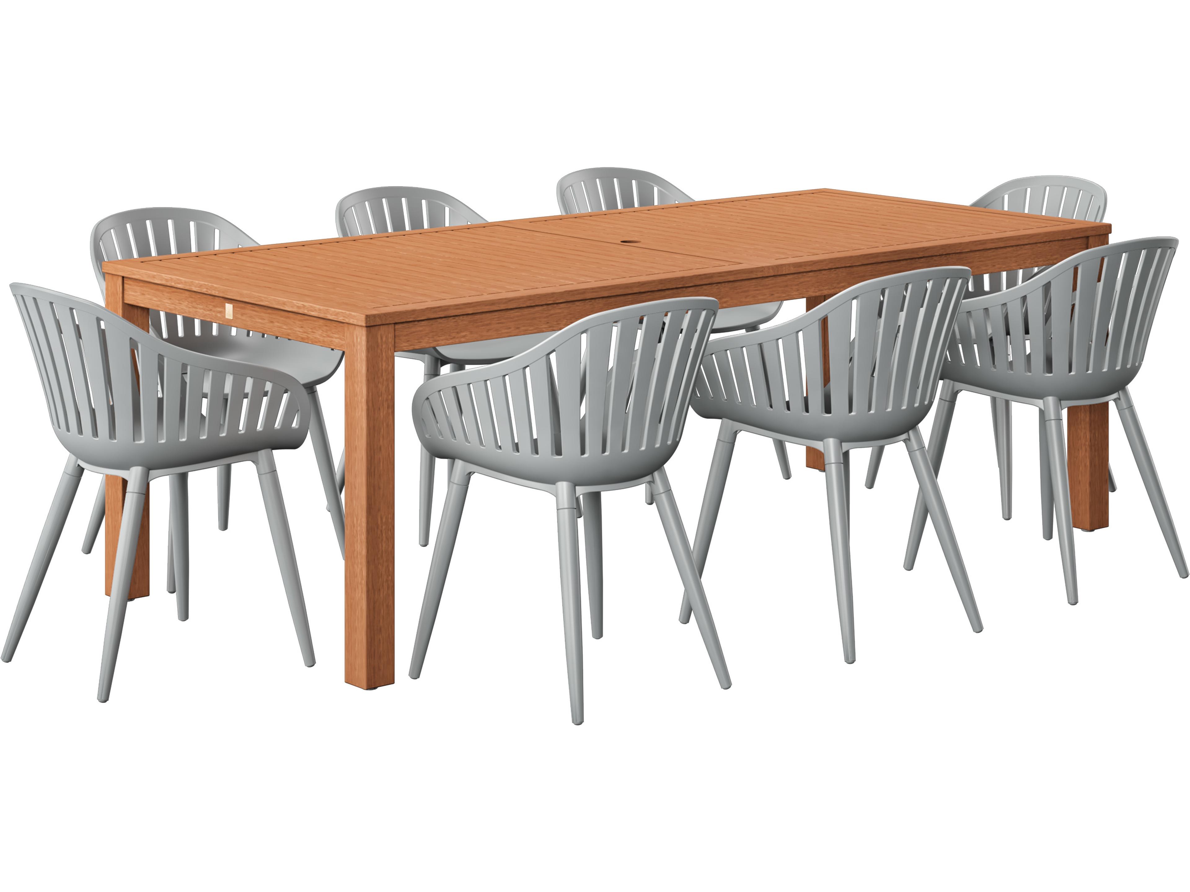 Amazonia Wood Aluminum Brown/Grey 9 Piece Rectangular Outdoor Dining Set