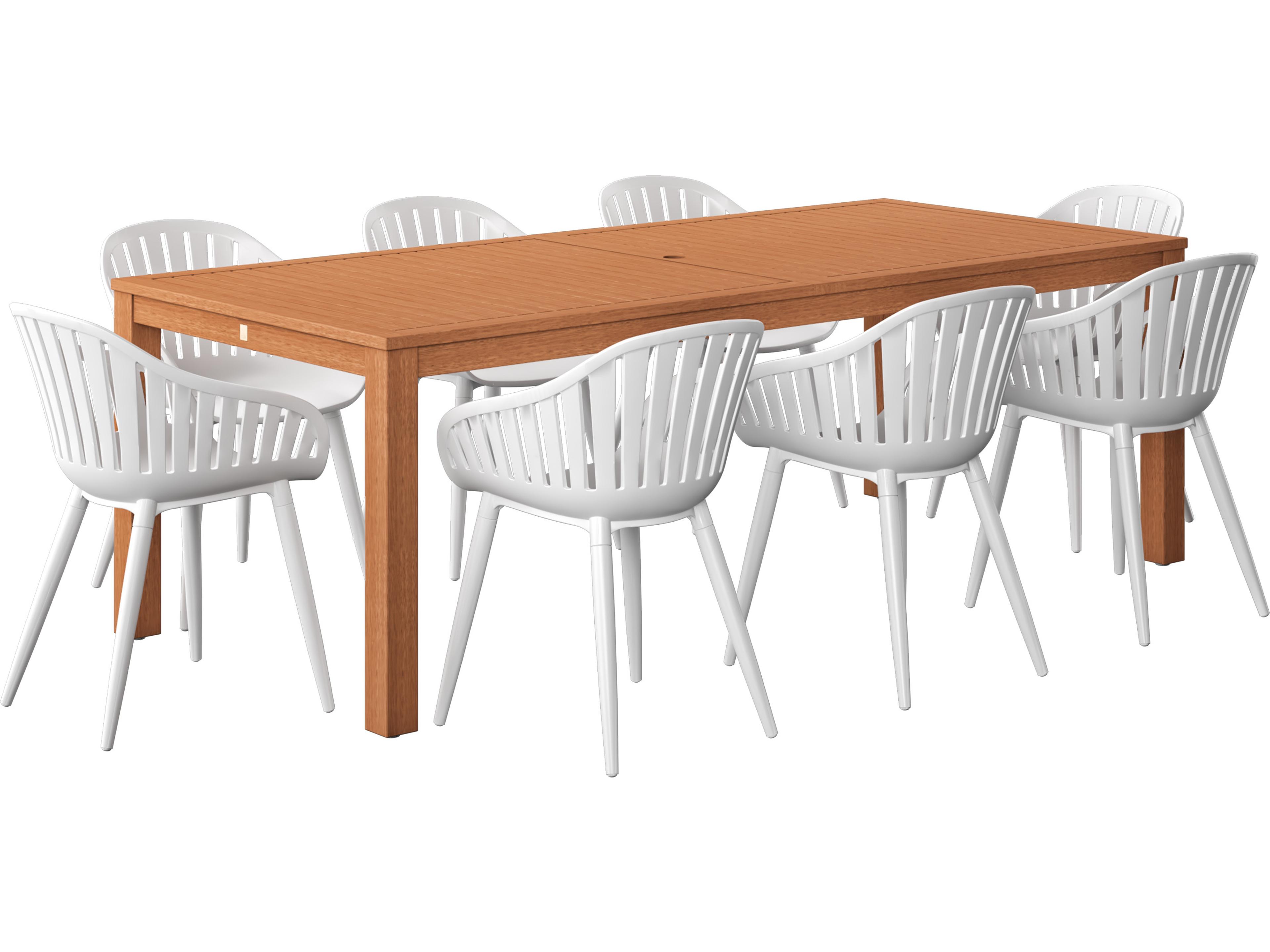 Amazonia Wood Aluminum Brown/White 9 Piece Rectangular Outdoor Patio Dining Set