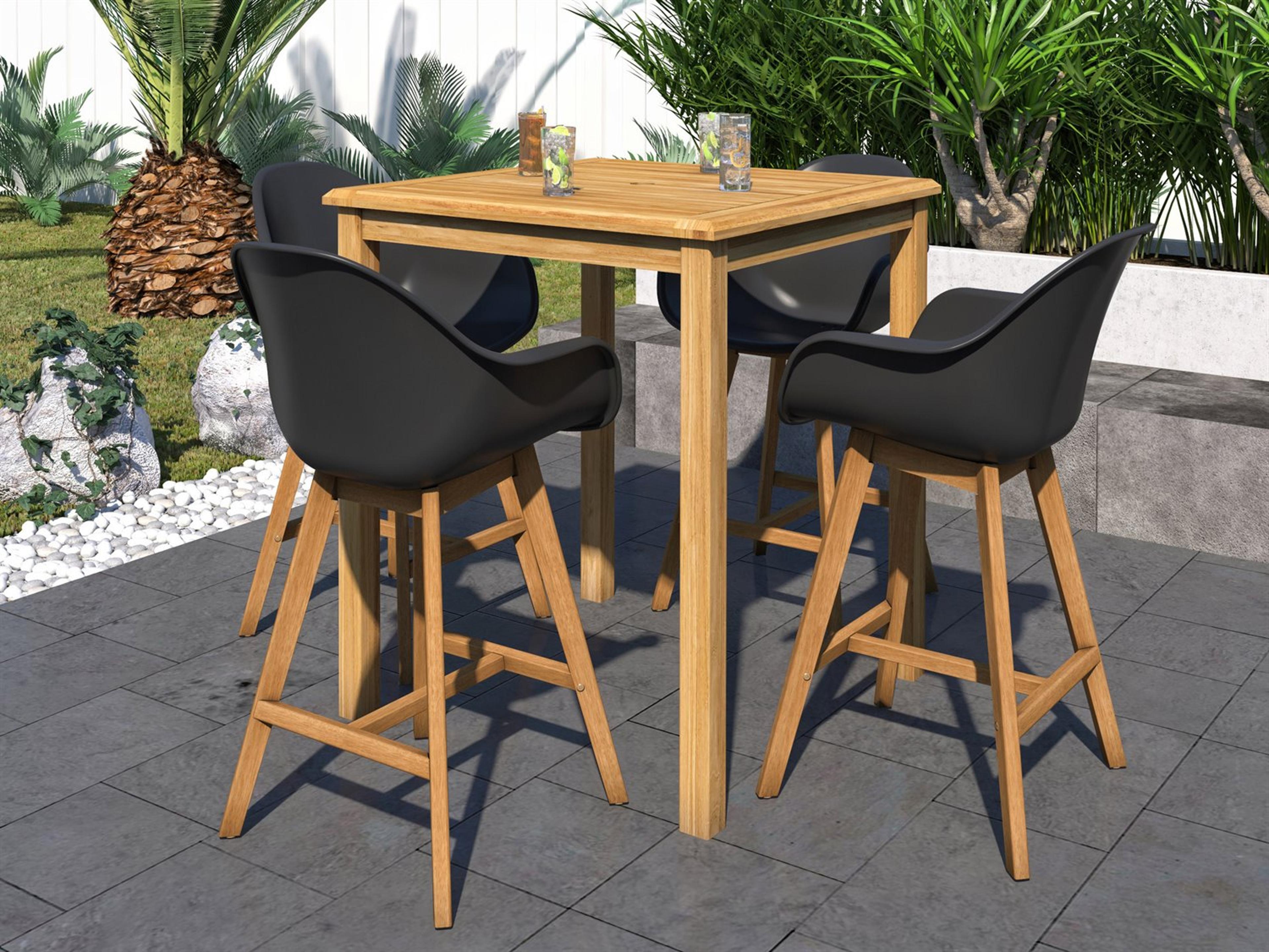 Amazonia 5 Piece Ares teak 100% FSC Certified Solid Wood Bar Table For Outdoor & Indoor Dinning Set