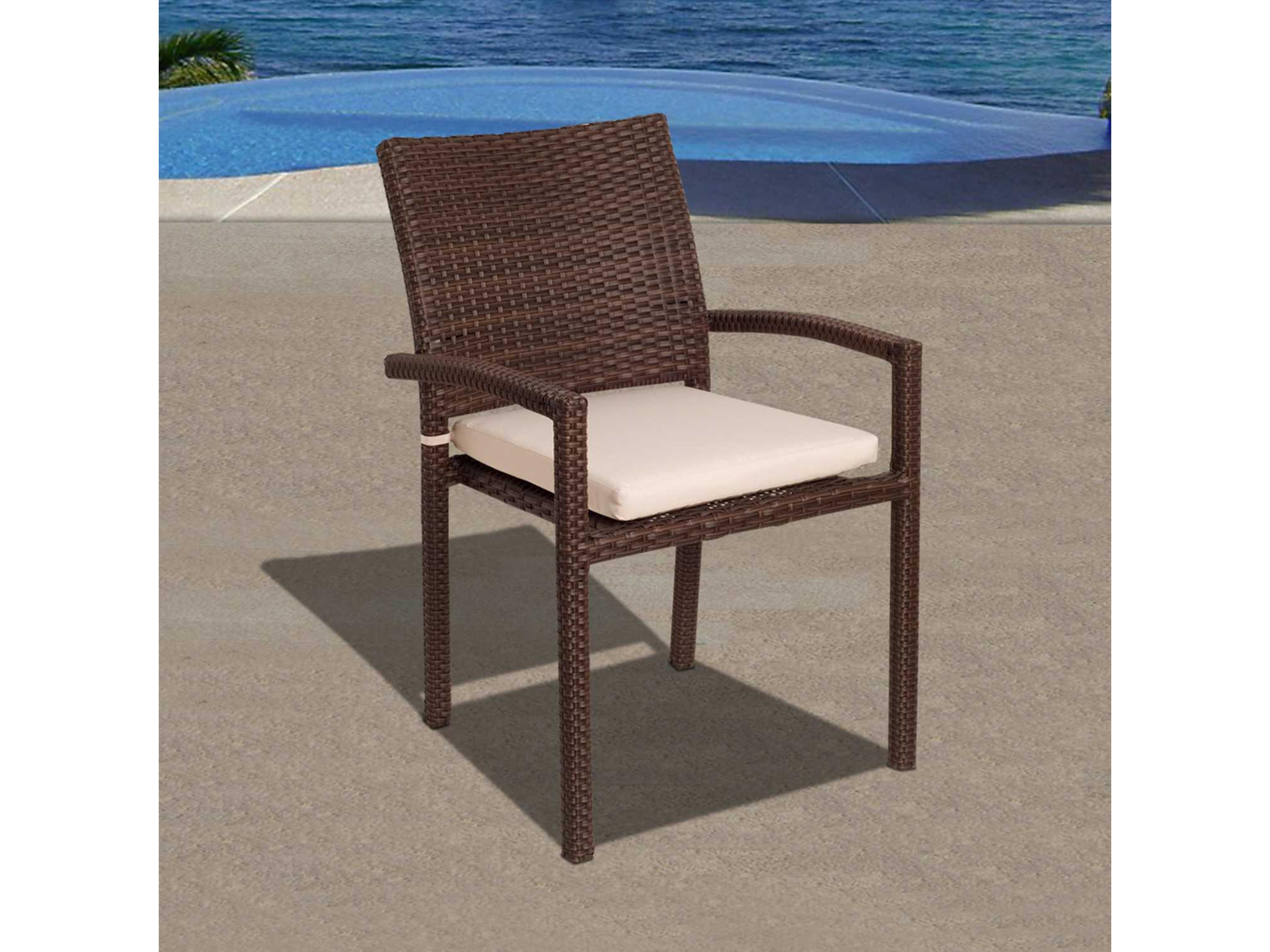 International Home Miami Amazonia Adelson 7 Piece Eucalyptus Rectangular Patio Dining Set with Off-White Cushions