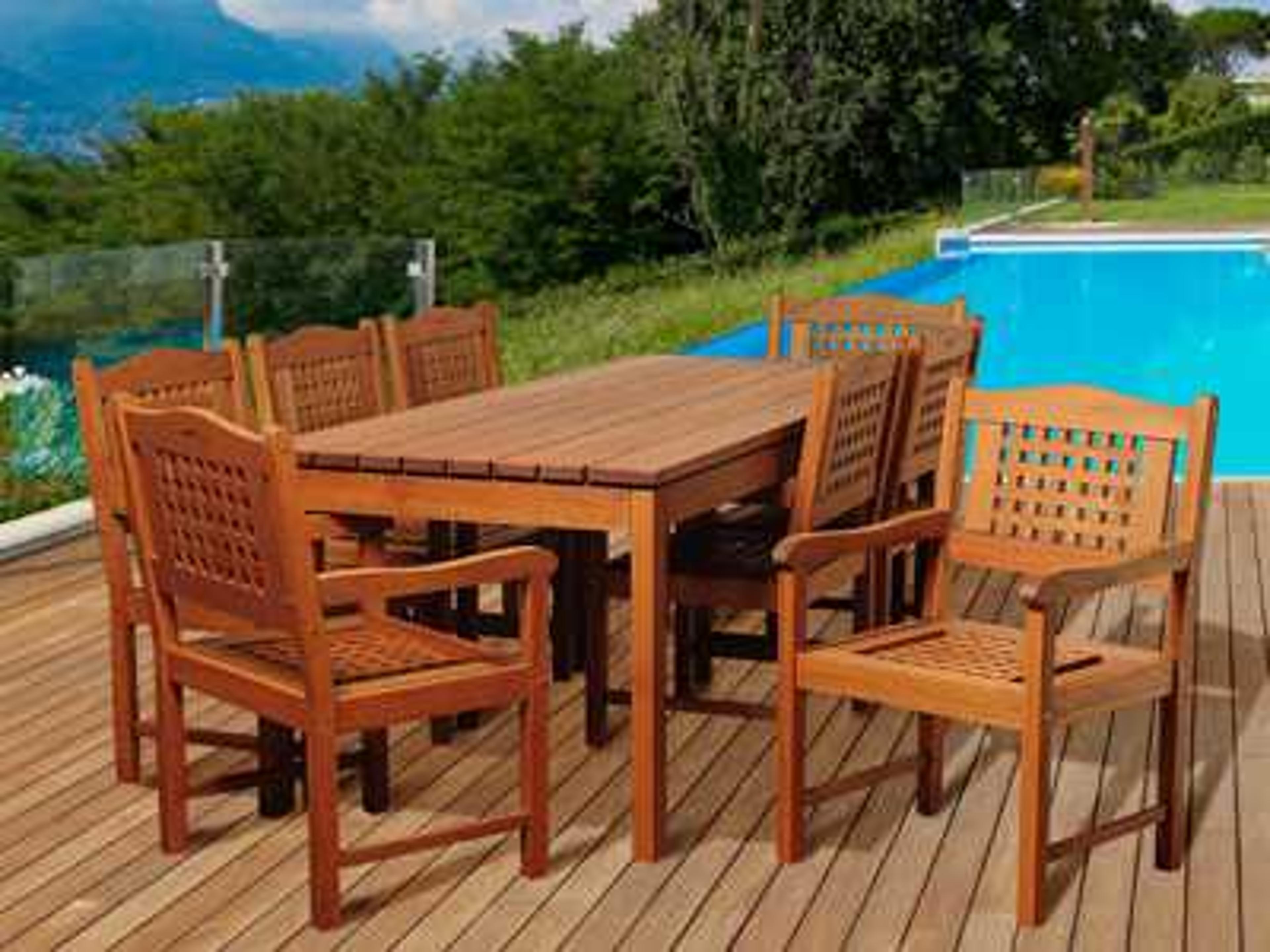 Amazonia Eucalyptus Rectangular Nine Piece Harrison Patio Dining Set