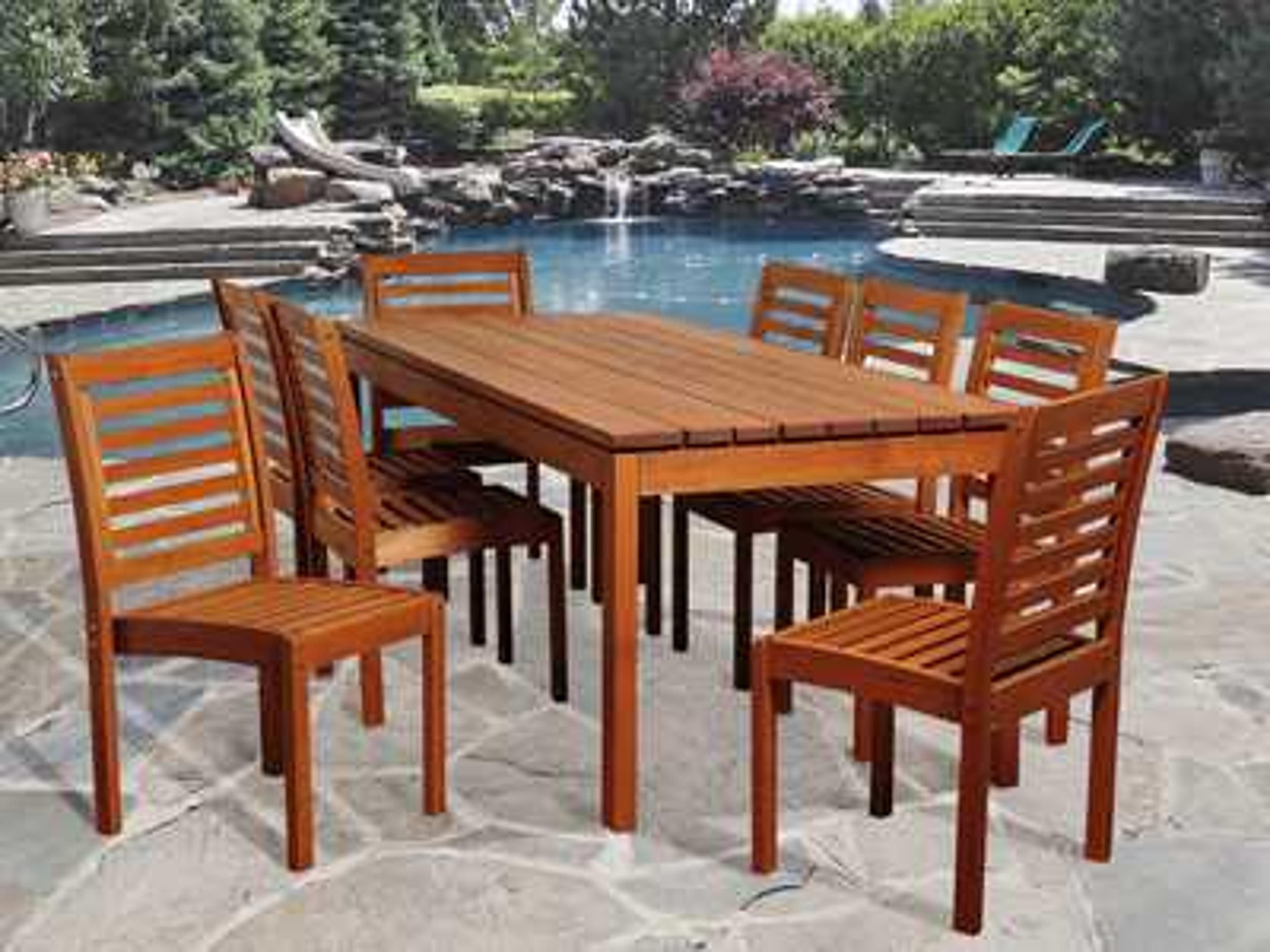Amazonia Eucalyptus Rectangular Nine Piece Elliot Outdoor Dining Set