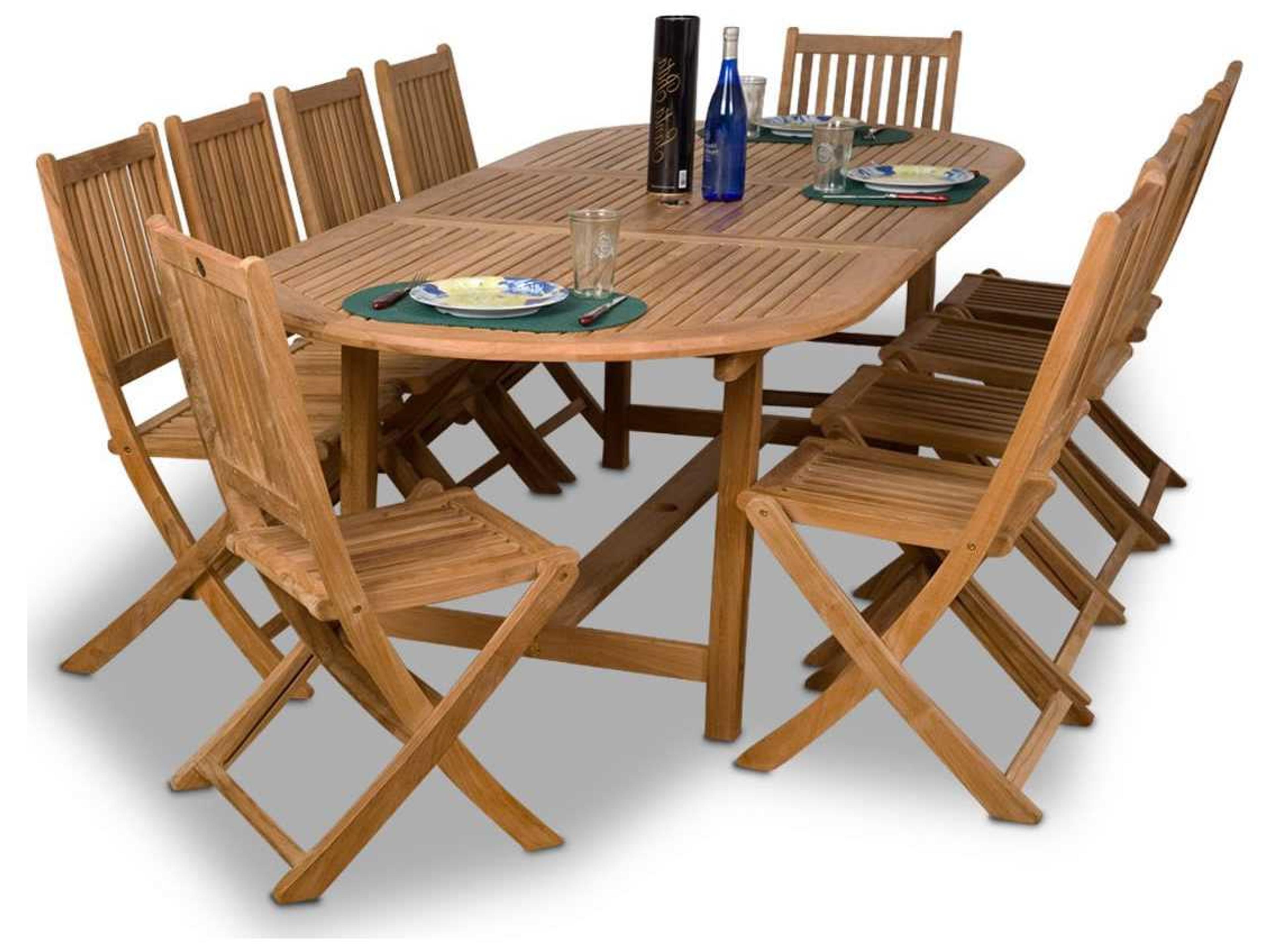 Amazonia Teak Oval 11 Piece Extendable Bergen Outdoor Patio Dining Set