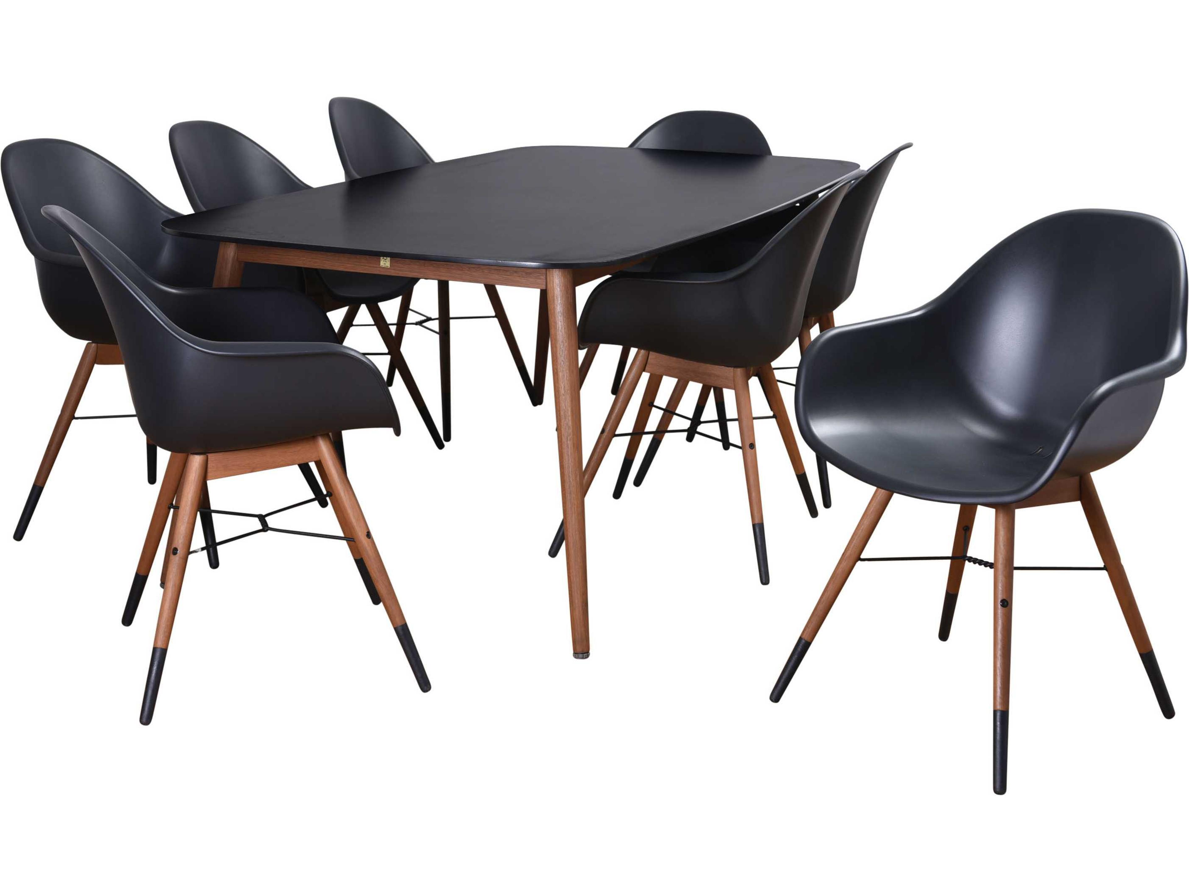 Amazonia Charlotte Delue 9 Piece Eucalyptus Rectangular Outdoor Patio Dining Set Black